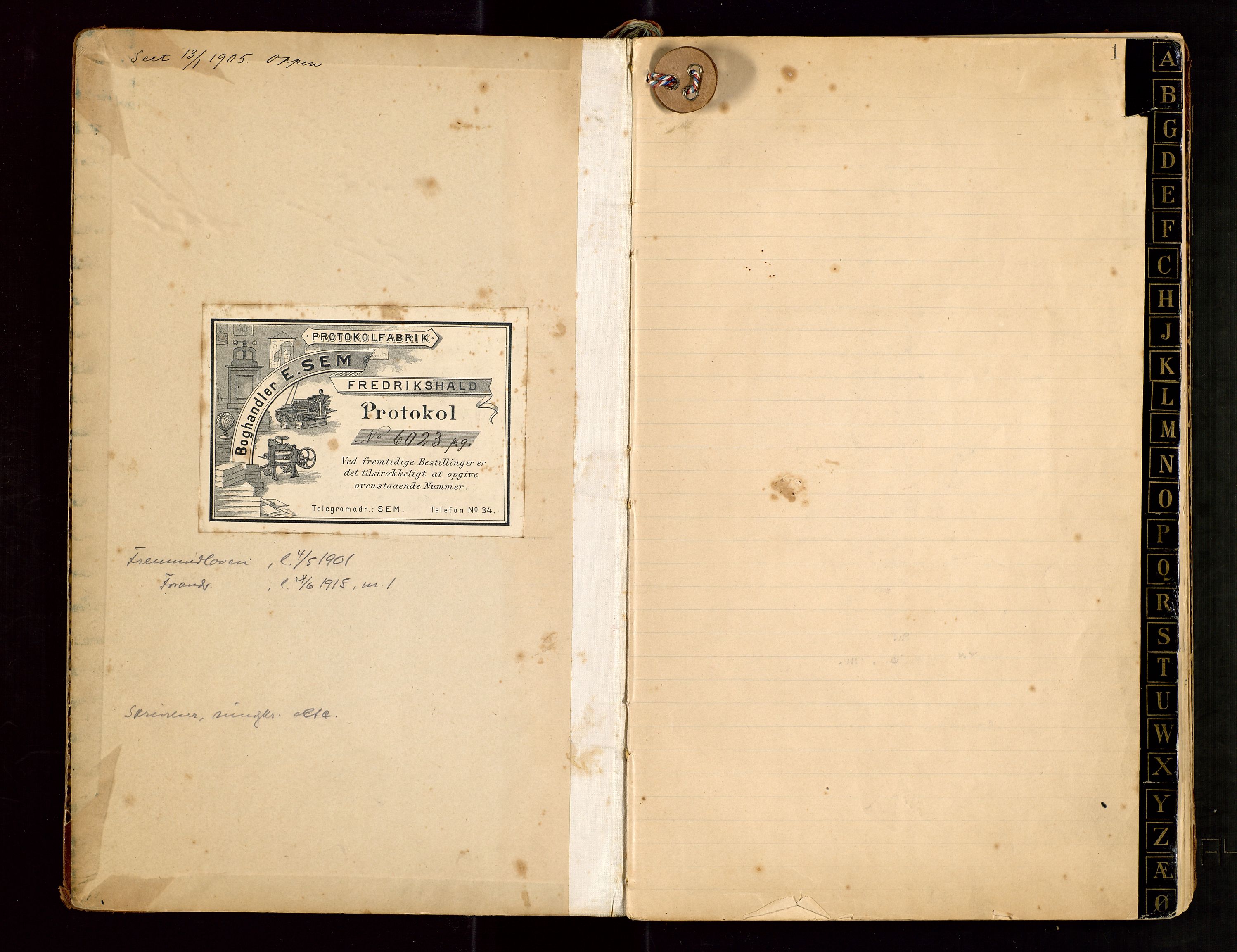 Klepp lensmannskontor, SAST/A-100163/Fe/L0001: "Protokol over anmeldte fremmede Statsborgere", 1917-1958, s. 1