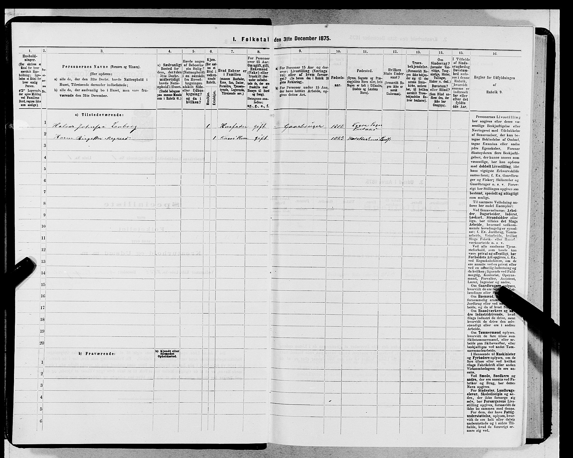 SAB, Folketelling 1875 for 1281L Bergen landdistrikt, Domkirkens landsokn og Sandvikens landsokn, 1875, s. 20