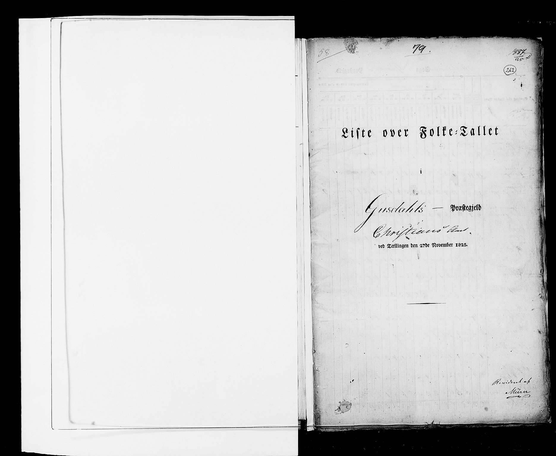 RA, Folketellingen 1825, bind 6: Kristians amt, 1825, s. 262