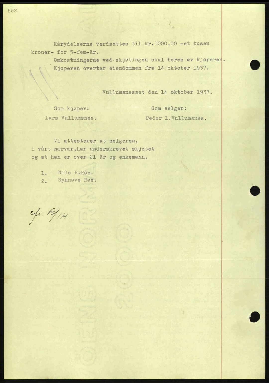 Nordmøre sorenskriveri, SAT/A-4132/1/2/2Ca: Pantebok nr. A82, 1937-1938, Dagboknr: 2798/1937