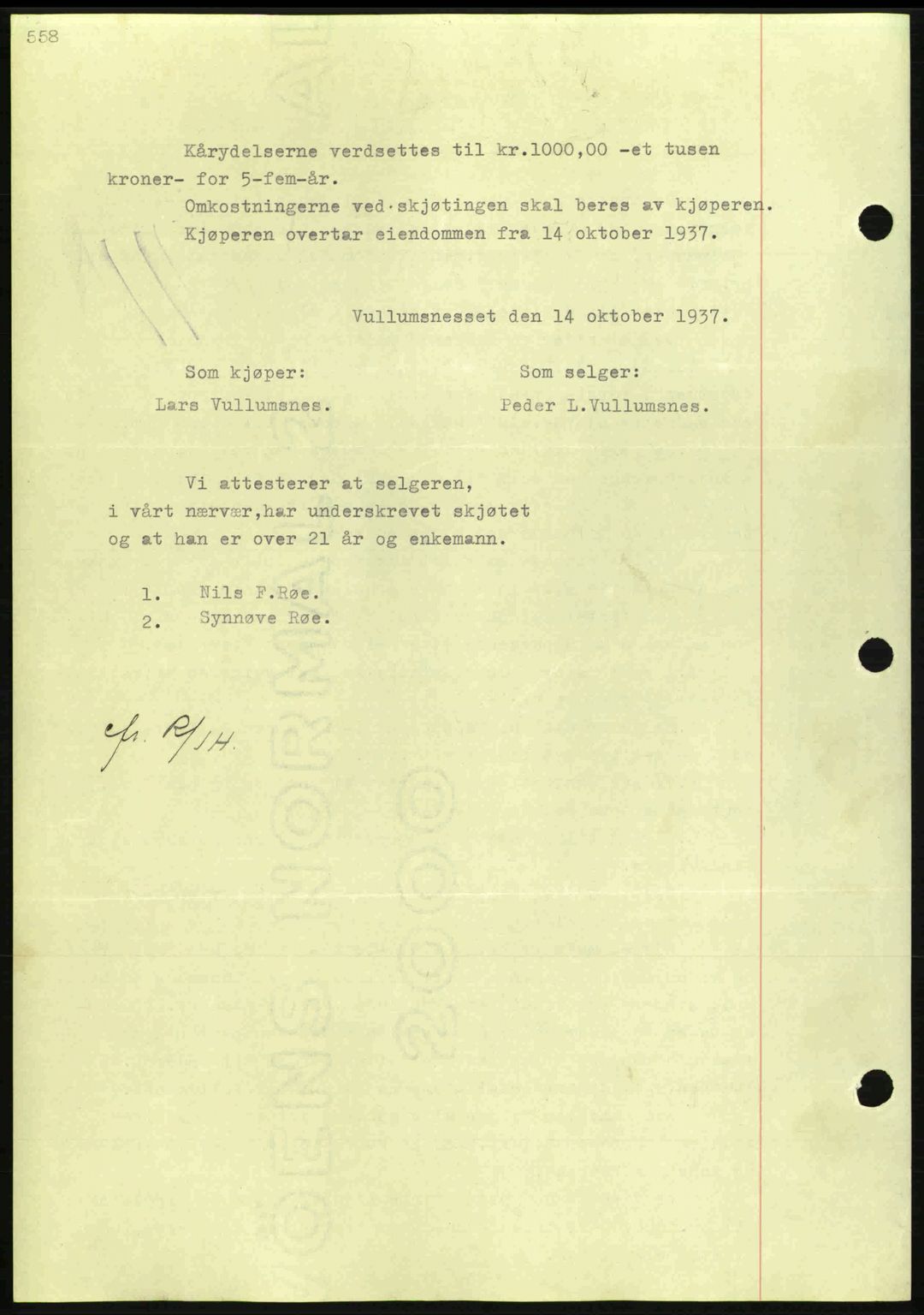 Nordmøre sorenskriveri, AV/SAT-A-4132/1/2/2Ca: Pantebok nr. A82, 1937-1938, Dagboknr: 2798/1937
