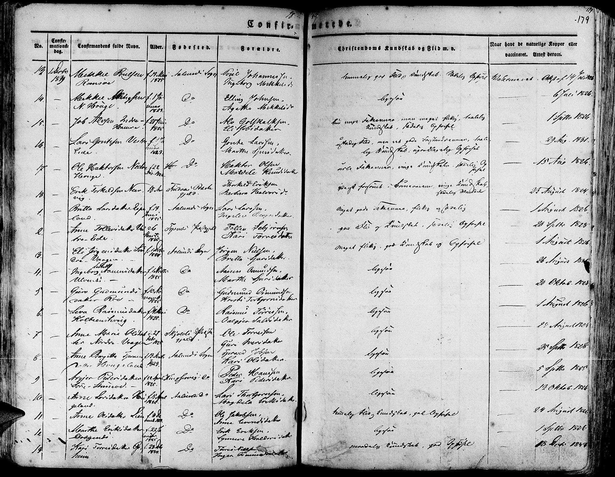 Fjelberg sokneprestembete, AV/SAB-A-75201/H/Haa: Ministerialbok nr. A 6, 1835-1851, s. 179