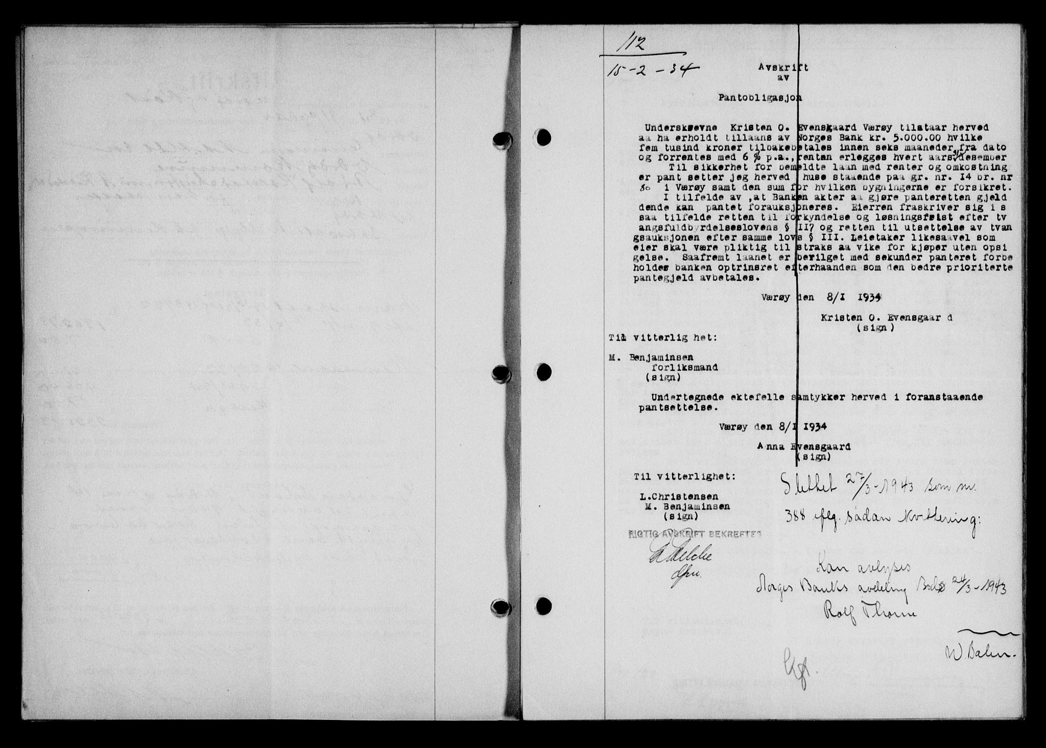 Lofoten sorenskriveri, SAT/A-0017/1/2/2C/L0029b: Pantebok nr. 29b, 1934-1934, Tingl.dato: 15.02.1934