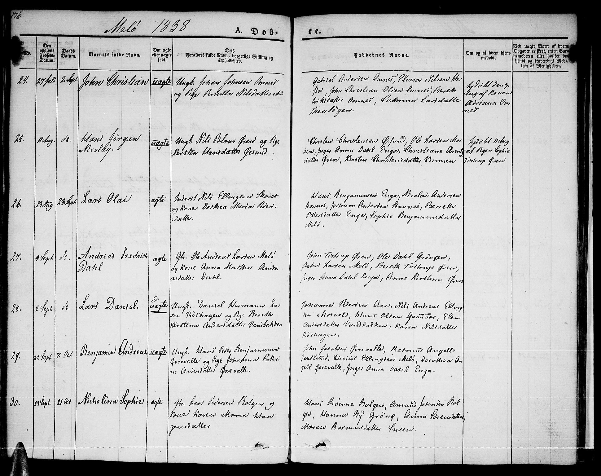 Ministerialprotokoller, klokkerbøker og fødselsregistre - Nordland, AV/SAT-A-1459/841/L0598: Ministerialbok nr. 841A06 /2, 1825-1844, s. 176