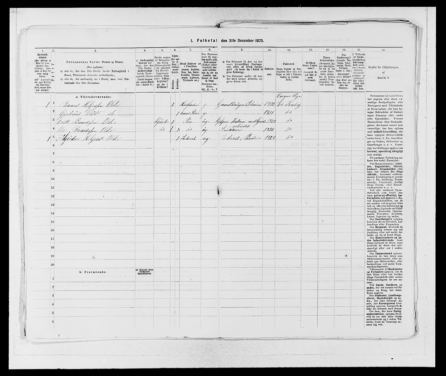 SAB, Folketelling 1875 for 1235P Voss prestegjeld, 1875, s. 1412