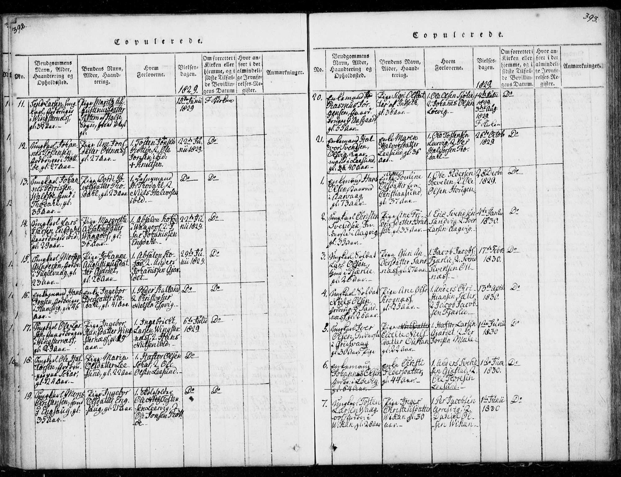 Ministerialprotokoller, klokkerbøker og fødselsregistre - Møre og Romsdal, AV/SAT-A-1454/578/L0903: Ministerialbok nr. 578A02, 1819-1838, s. 392-393