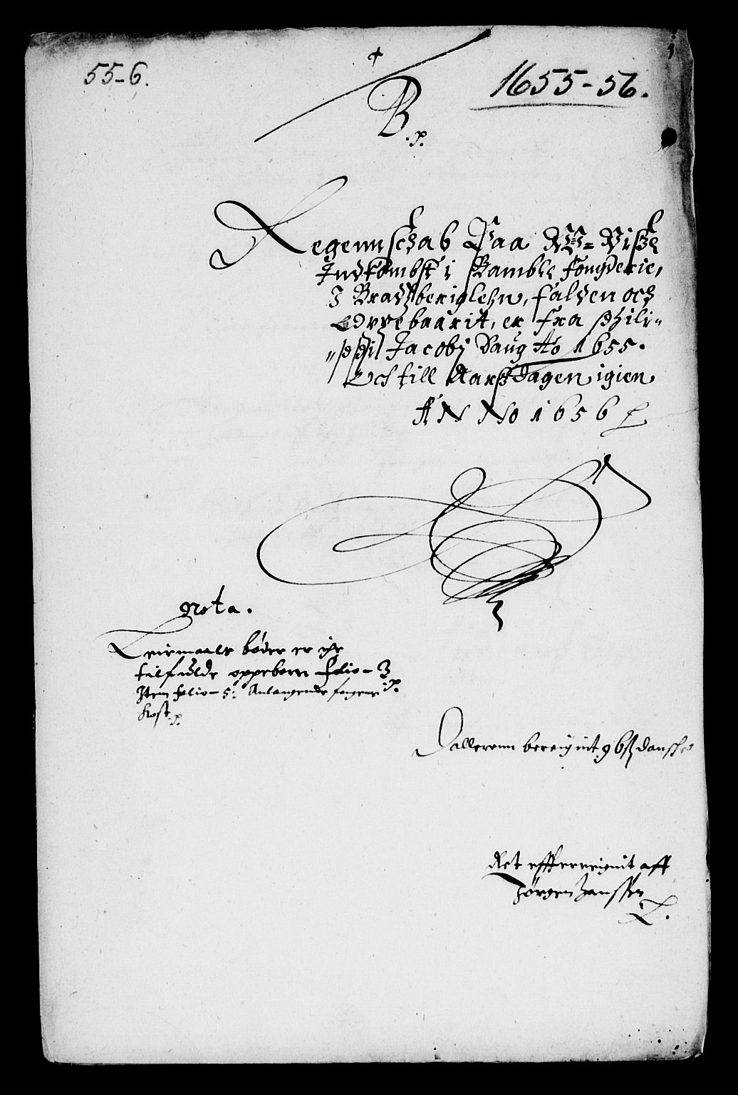 Rentekammeret inntil 1814, Reviderte regnskaper, Lensregnskaper, RA/EA-5023/R/Rb/Rbp/L0041: Bratsberg len, 1654-1656