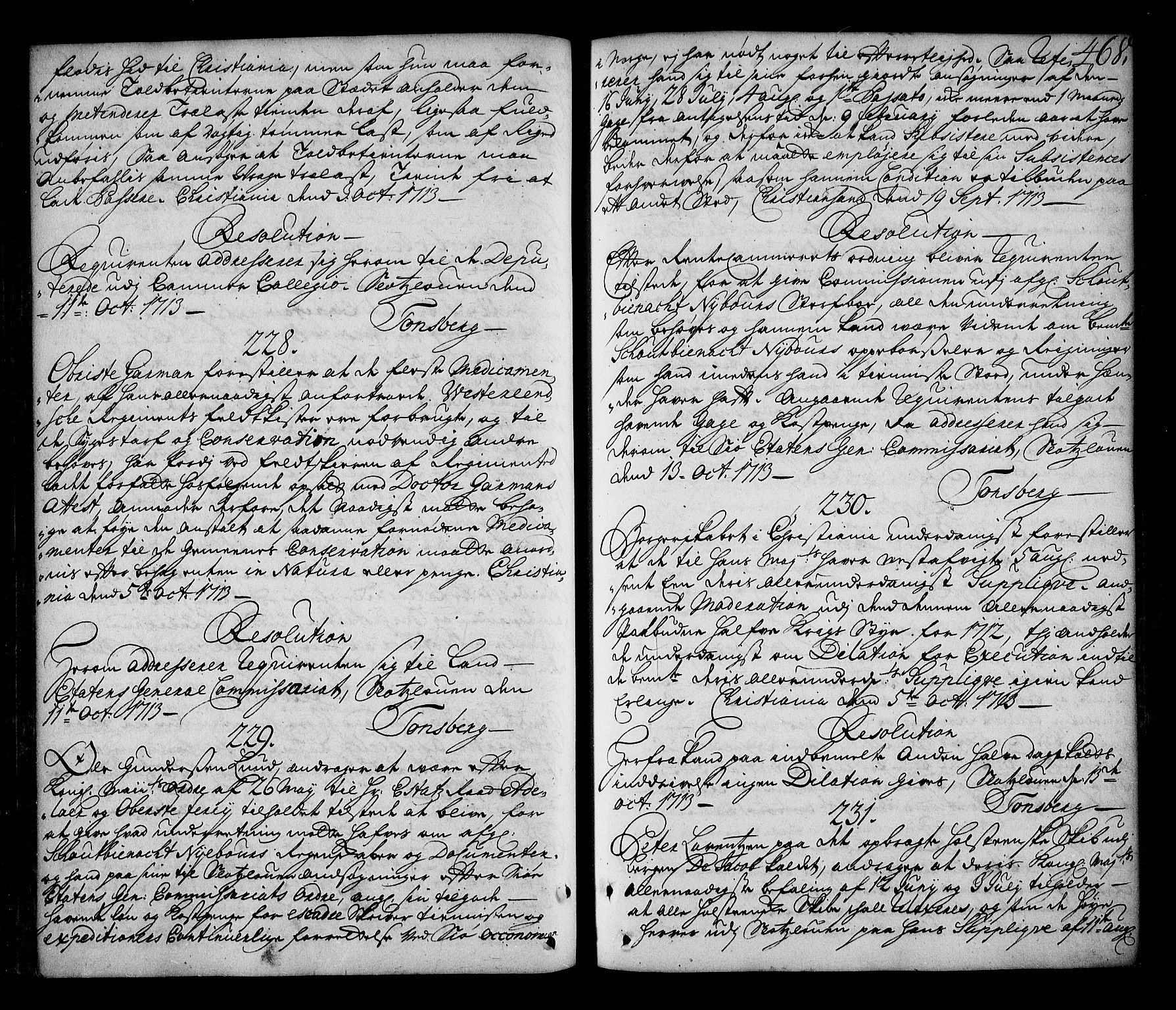 Stattholderembetet 1572-1771, AV/RA-EA-2870/Ag/L0002: Supplikasjons- og resolusjonsprotokoll, 1710-1714, s. 467b-468a