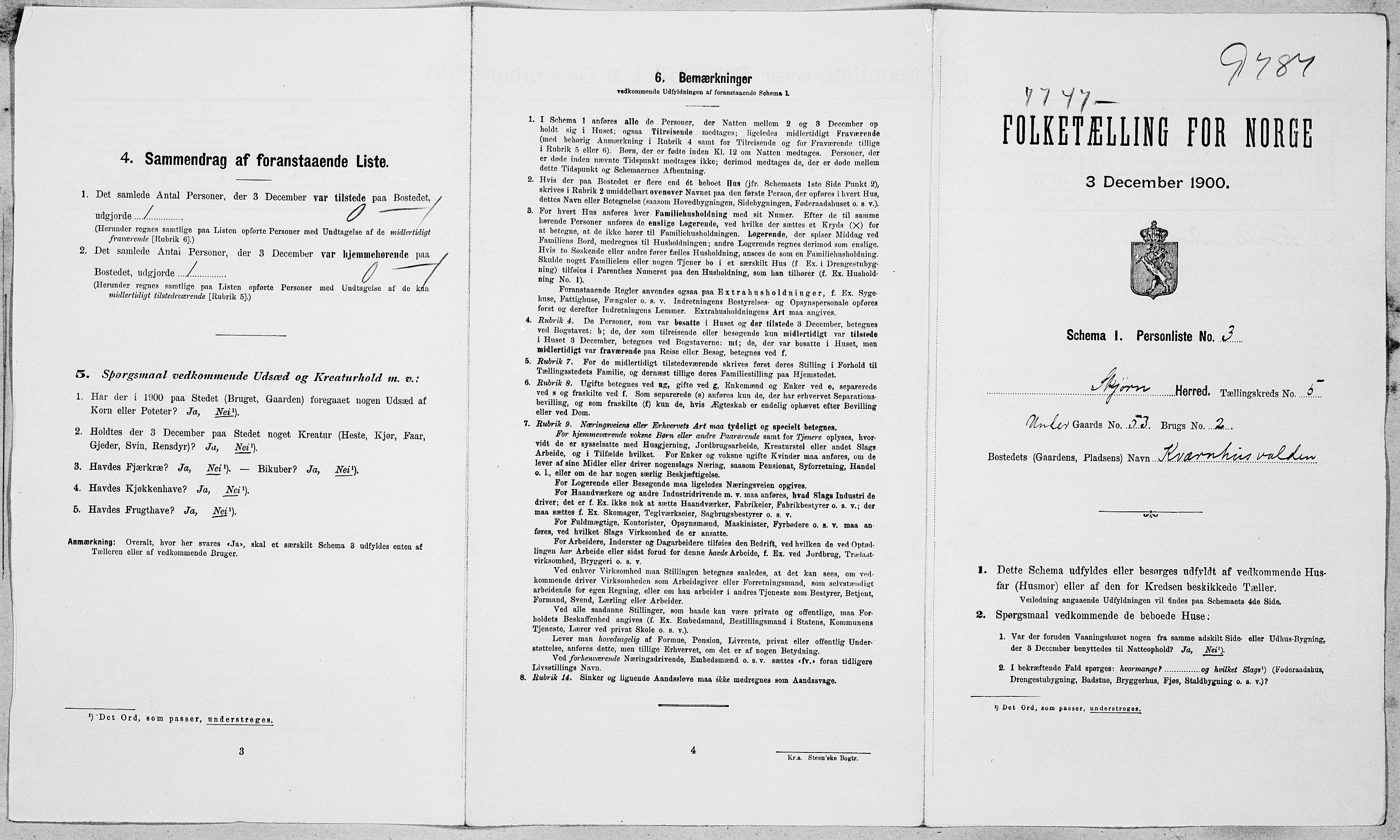 SAT, Folketelling 1900 for 1626 Stjørna herred, 1900, s. 42