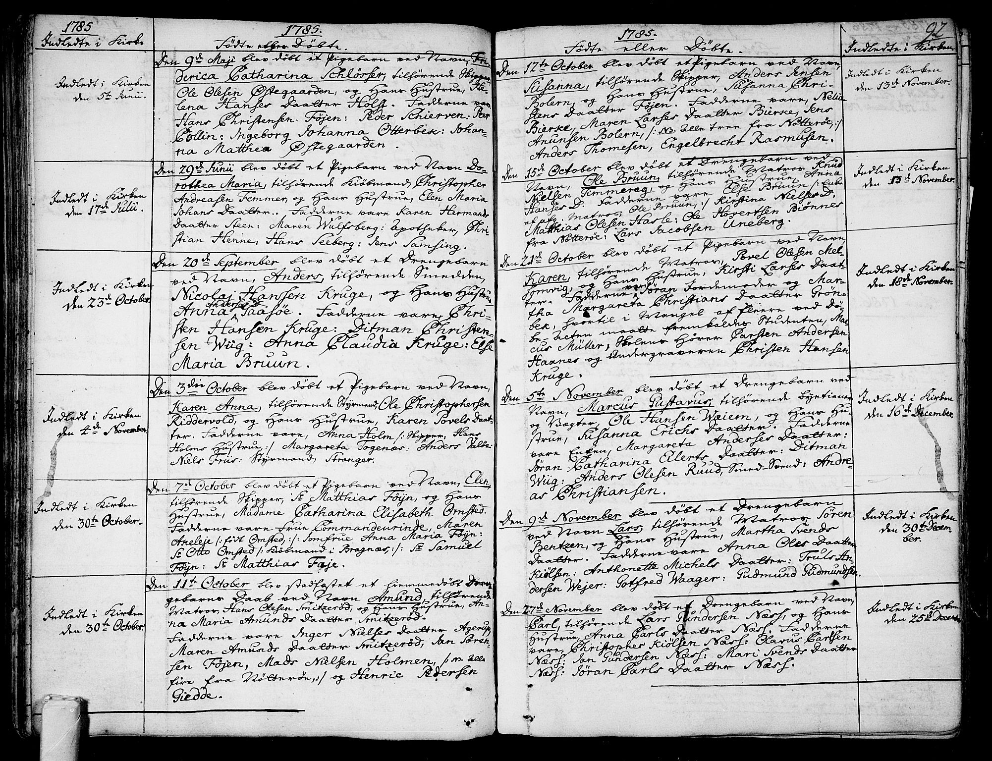 Tønsberg kirkebøker, AV/SAKO-A-330/F/Fa/L0002: Ministerialbok nr. I 2, 1760-1796, s. 92