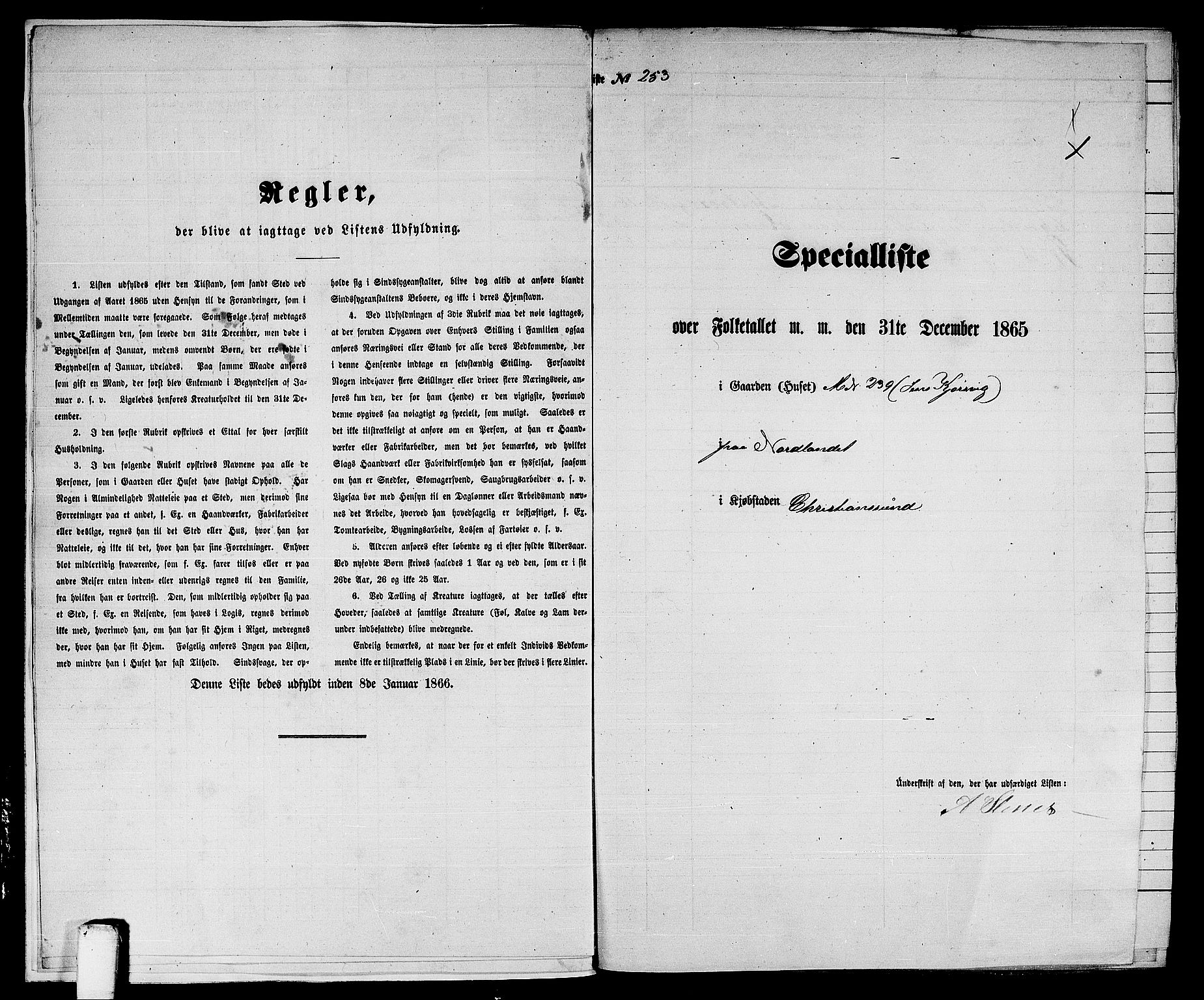 RA, Folketelling 1865 for 1503B Kristiansund prestegjeld, Kristiansund kjøpstad, 1865, s. 519