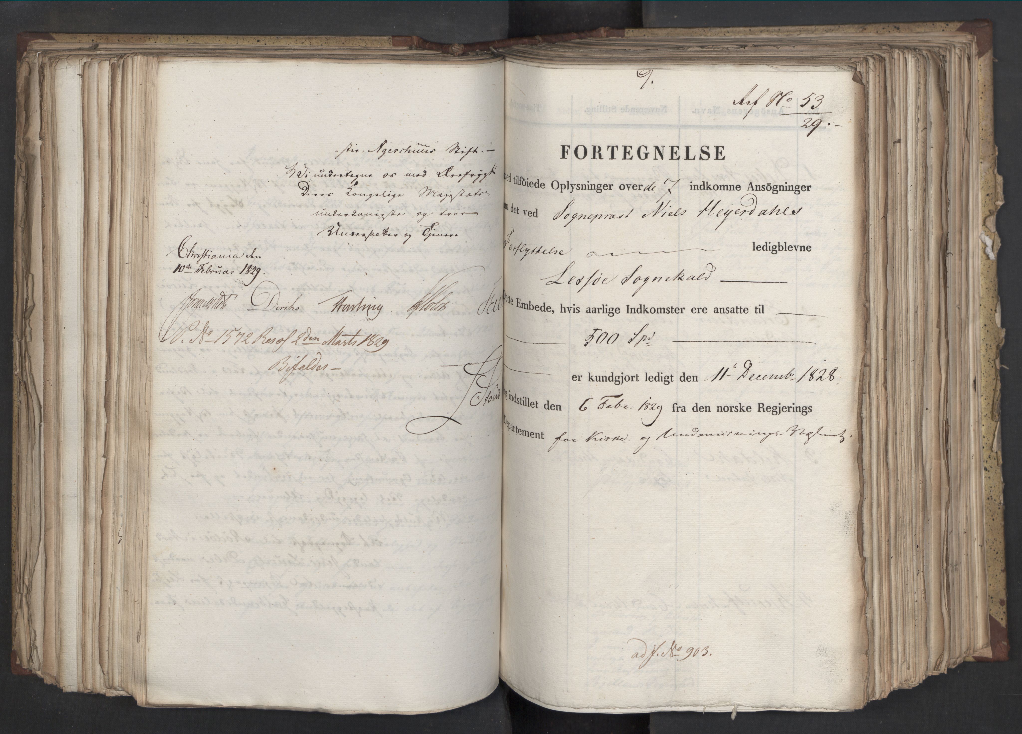 Statsrådsavdelingen i Stockholm, AV/RA-S-1003/D/Da/L0058: Regjeringsinnstillinger nr. 808-1073, 1829, s. 320