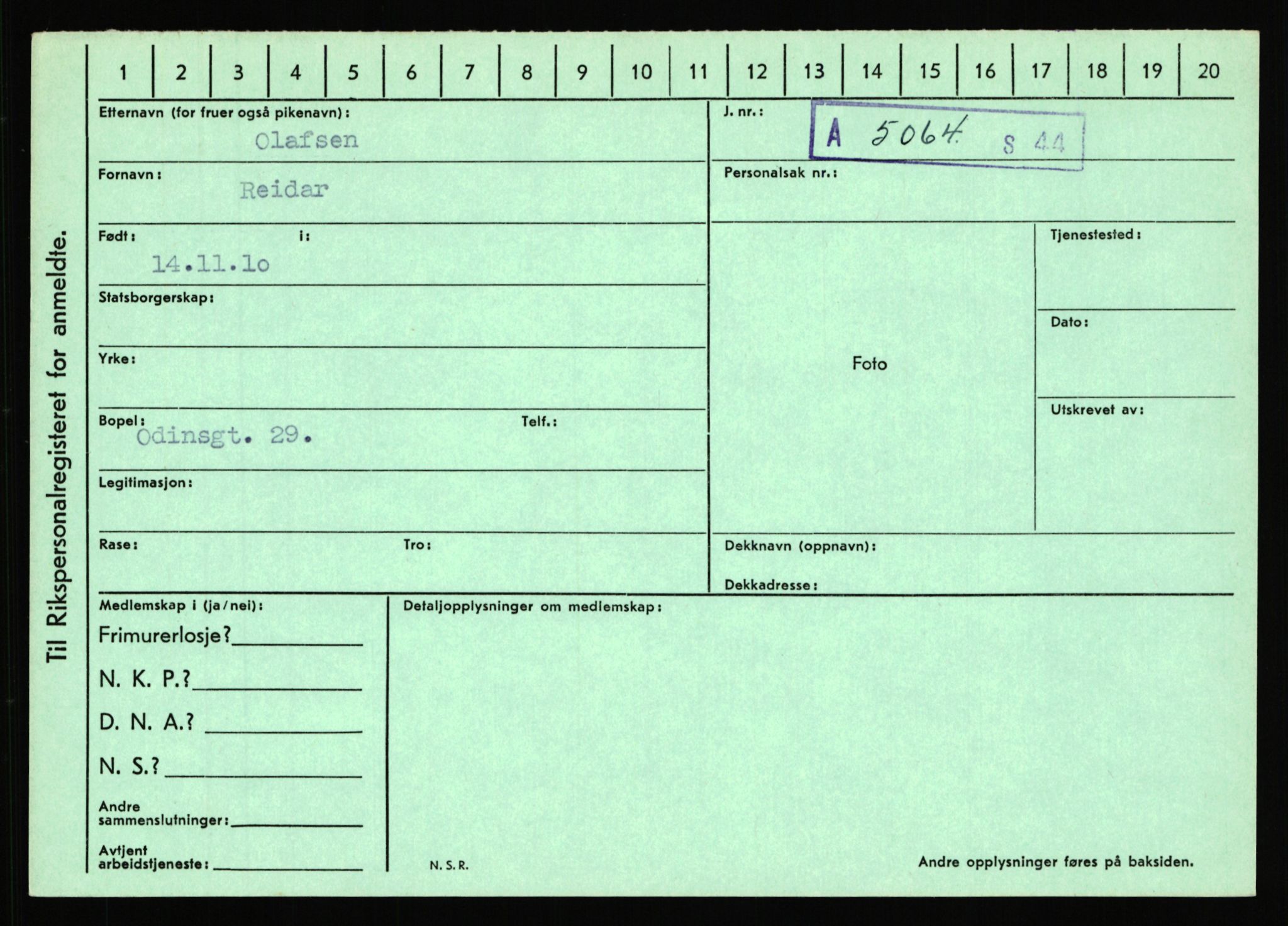 Statspolitiet - Hovedkontoret / Osloavdelingen, AV/RA-S-1329/C/Ca/L0012: Oanæs - Quistgaard	, 1943-1945, s. 197