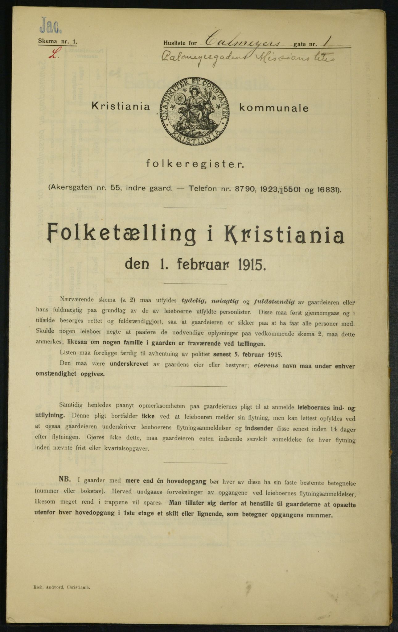 OBA, Kommunal folketelling 1.2.1915 for Kristiania, 1915, s. 11402