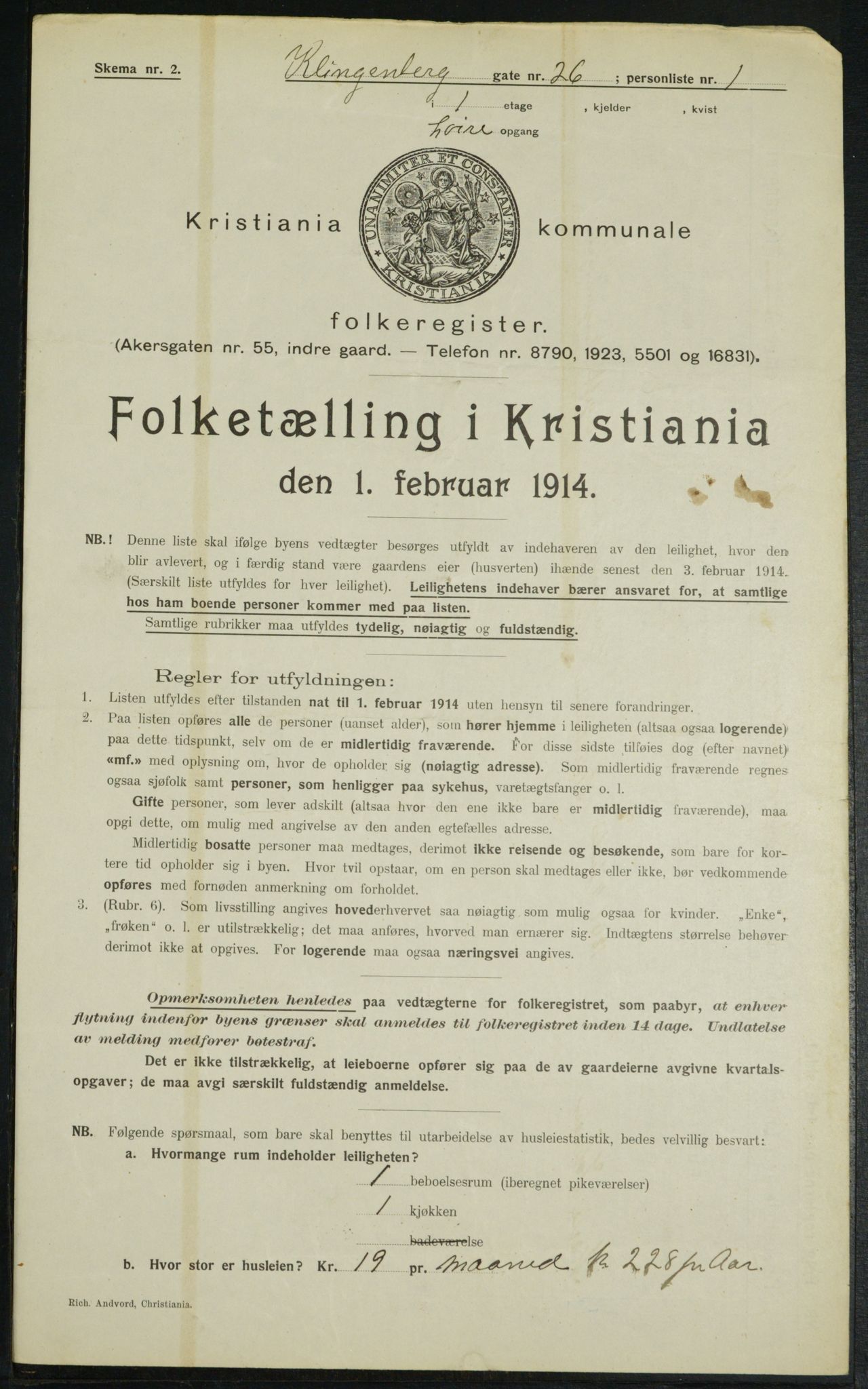 OBA, Kommunal folketelling 1.2.1914 for Kristiania, 1914, s. 52014