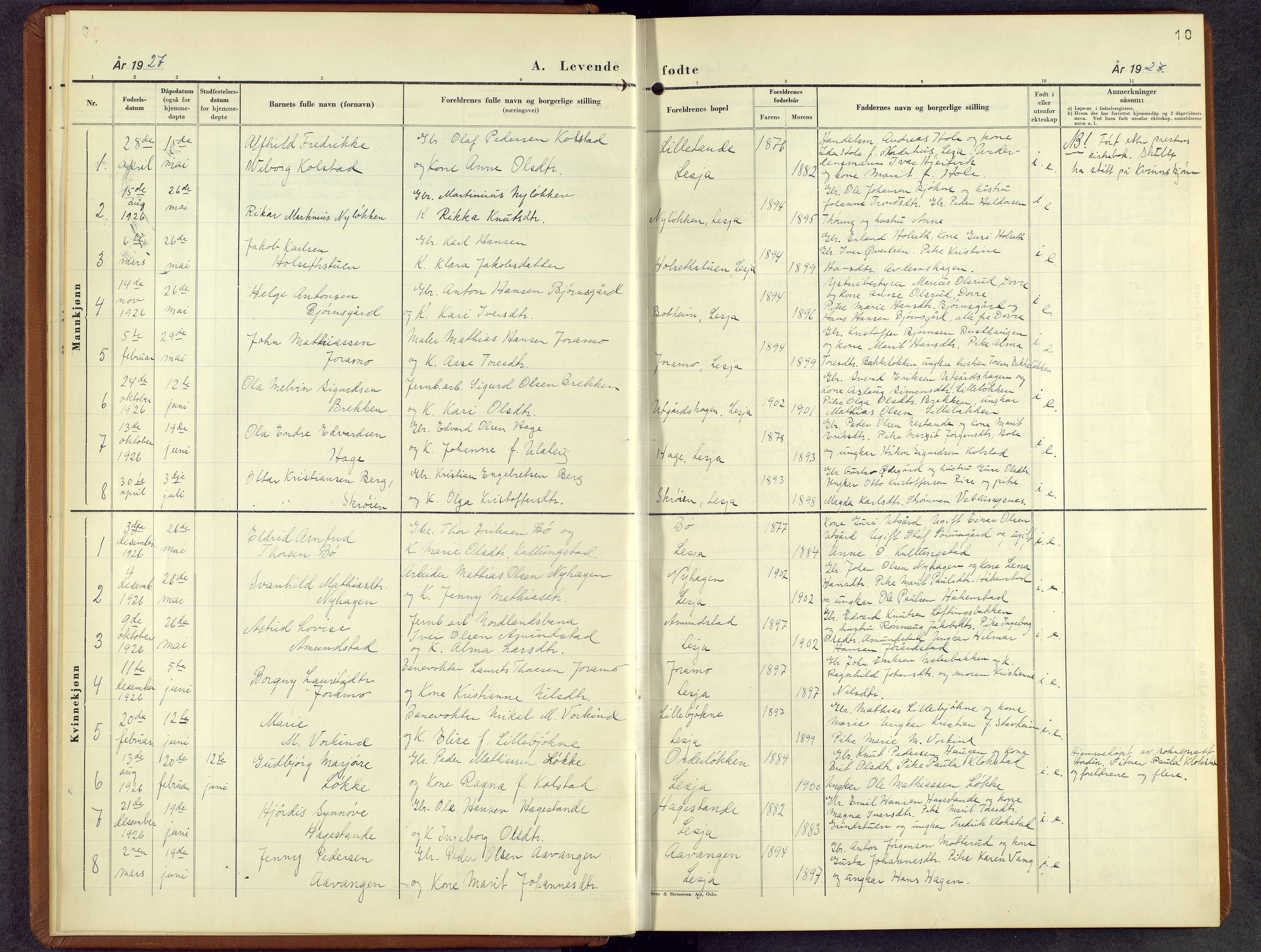 Lesja prestekontor, AV/SAH-PREST-068/H/Ha/Hab/L0010: Klokkerbok nr. 10, 1925-1960, s. 10