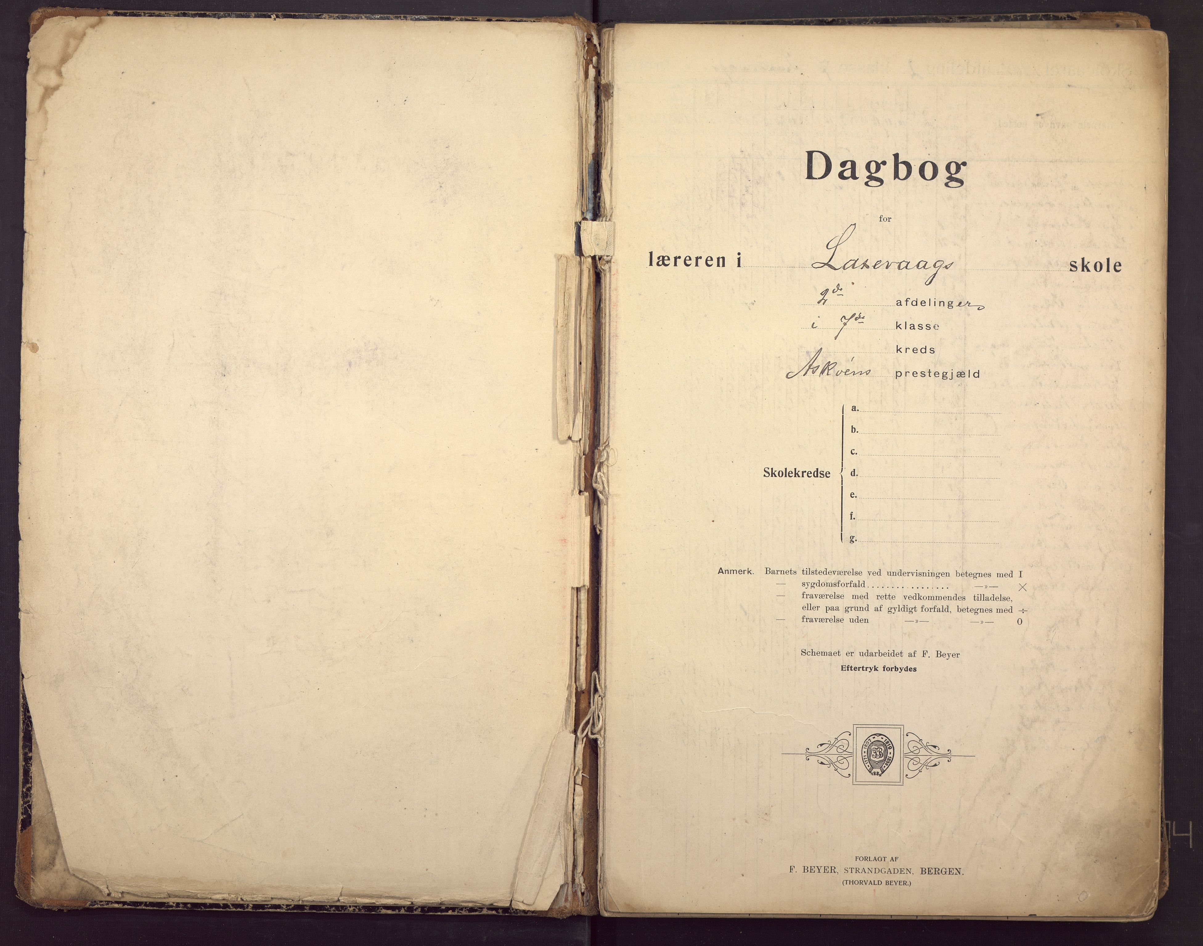 Damsgård skole, BBA/A-1370/5908/G/Ga/L0013: Klassedagbok, 1905-1918