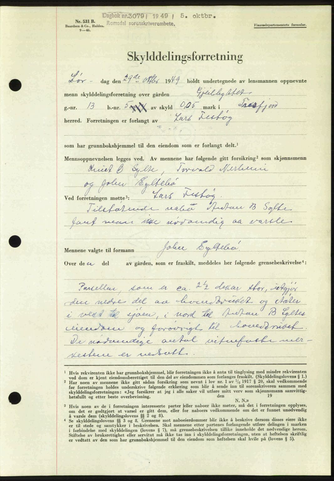 Romsdal sorenskriveri, SAT/A-4149/1/2/2C: Pantebok nr. A31, 1949-1949, Dagboknr: 3079/1949