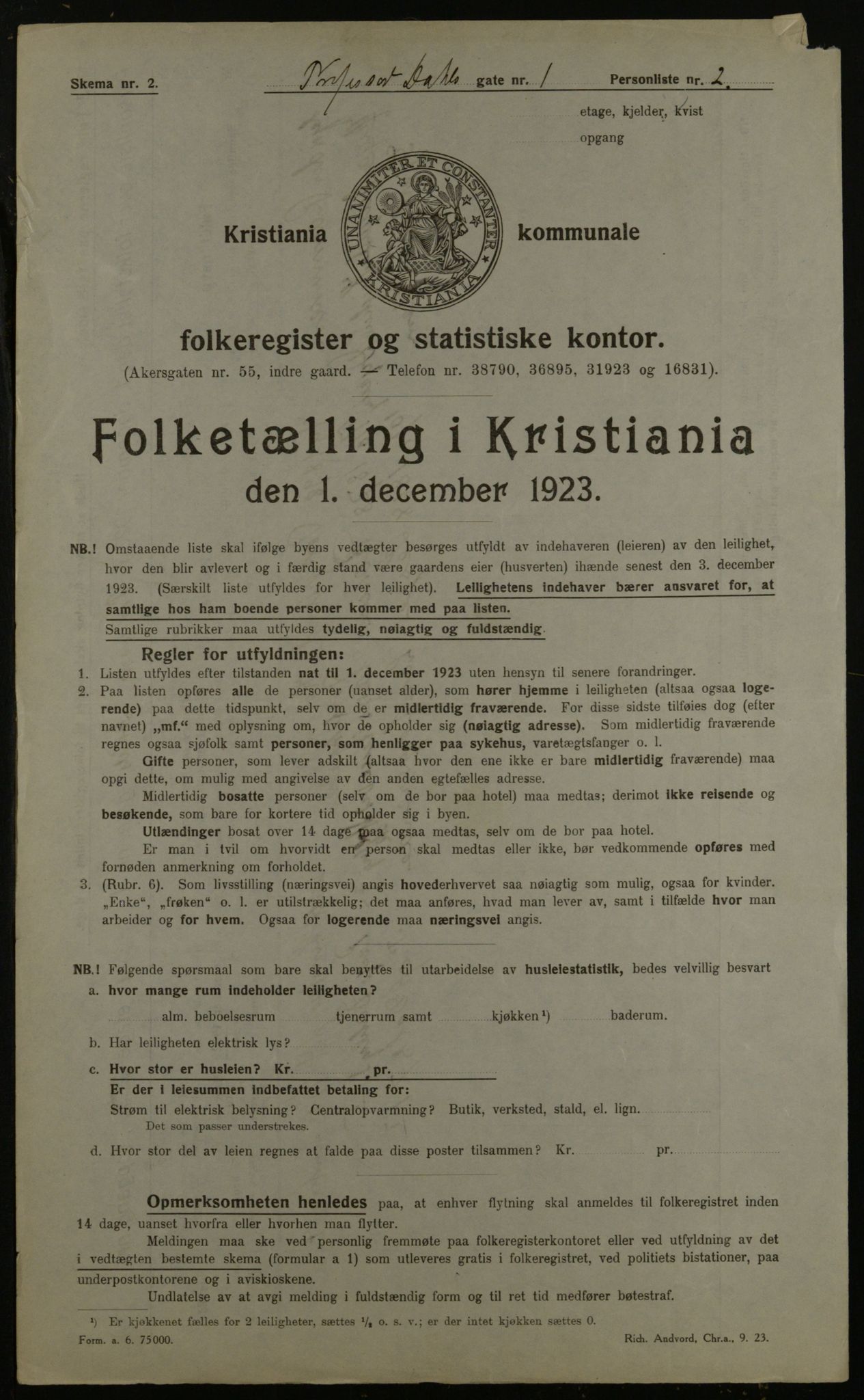 OBA, Kommunal folketelling 1.12.1923 for Kristiania, 1923, s. 90097