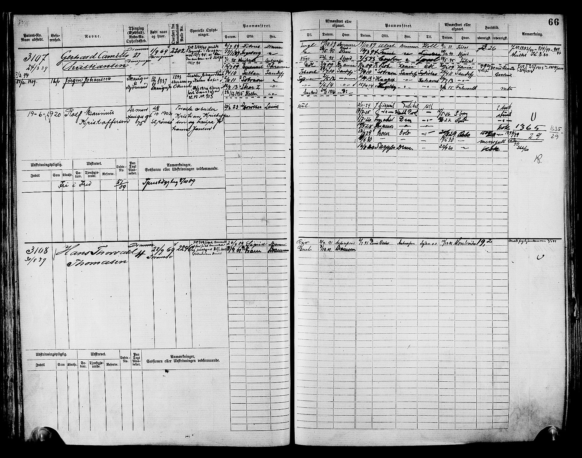 Drammen innrulleringsdistrikt, AV/SAKO-A-781/F/Fc/L0004: Hovedrulle, 1885, s. 70