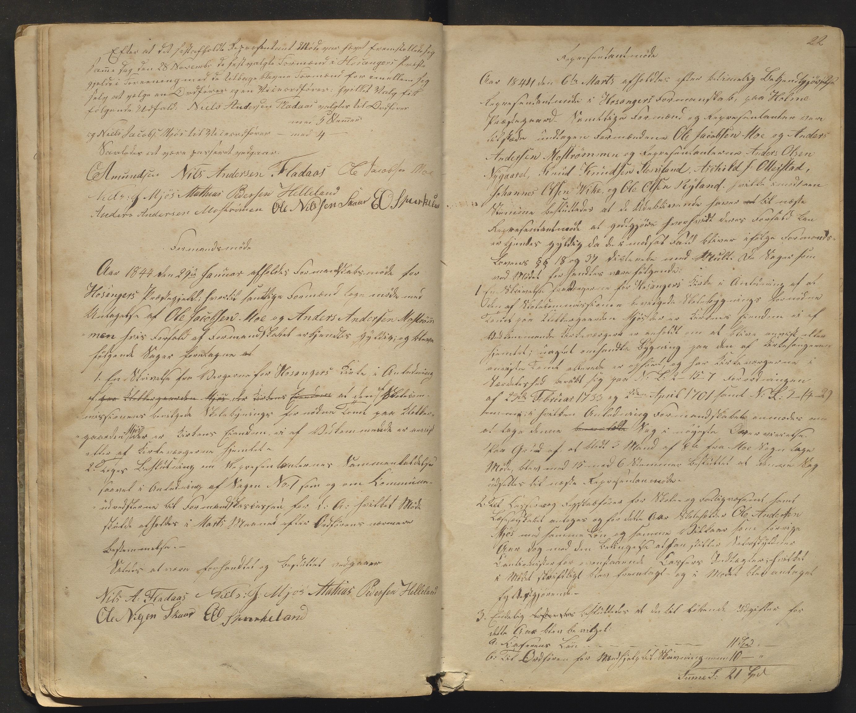 Hosanger kommune. Formannskapet, IKAH/1253a-021/A/Aa/L0001: Møtebok for Hosanger formannskap og heradsstyre, 1838-1867, s. 22
