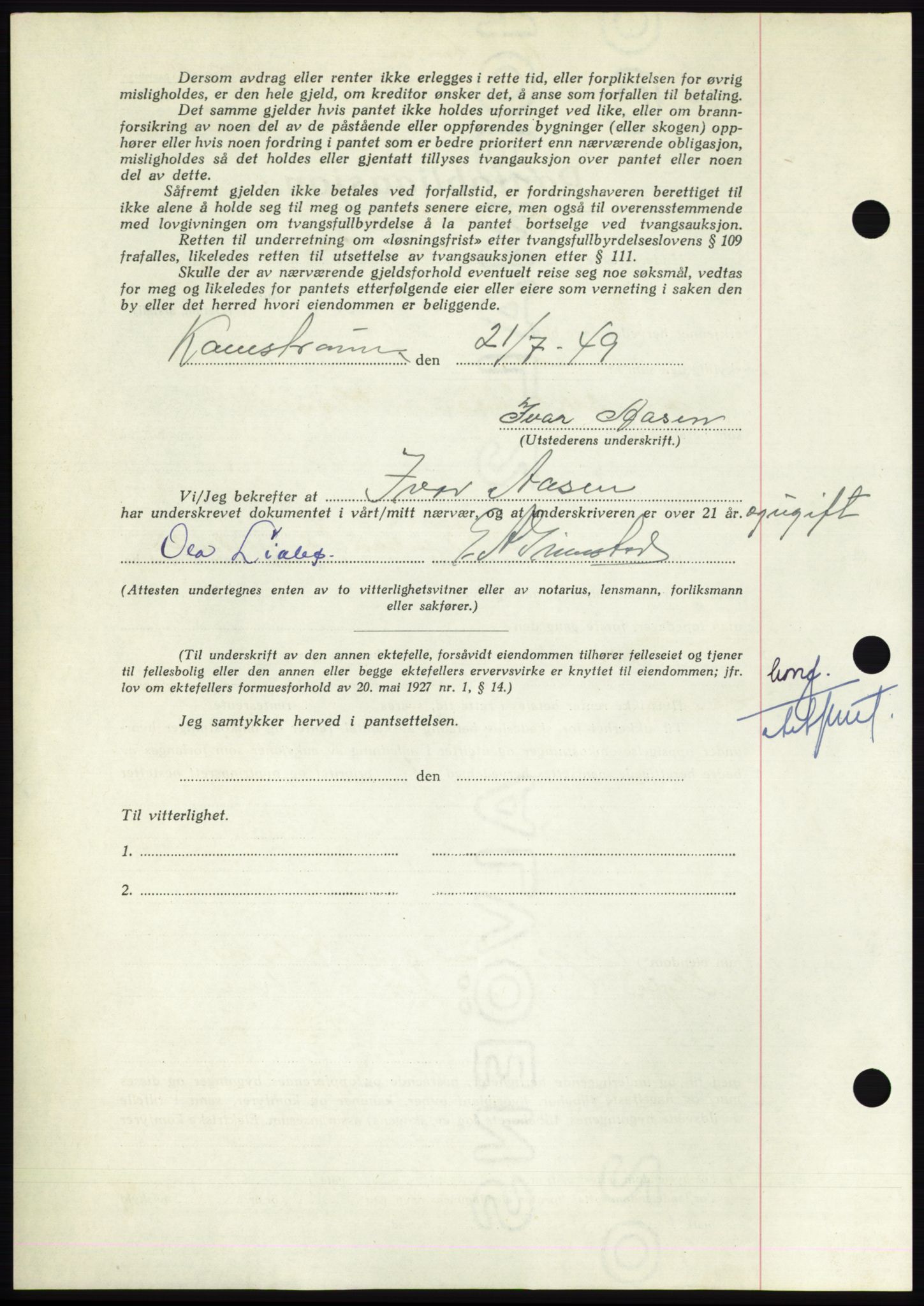 Nordmøre sorenskriveri, AV/SAT-A-4132/1/2/2Ca: Pantebok nr. B102, 1949-1949, Dagboknr: 2056/1949