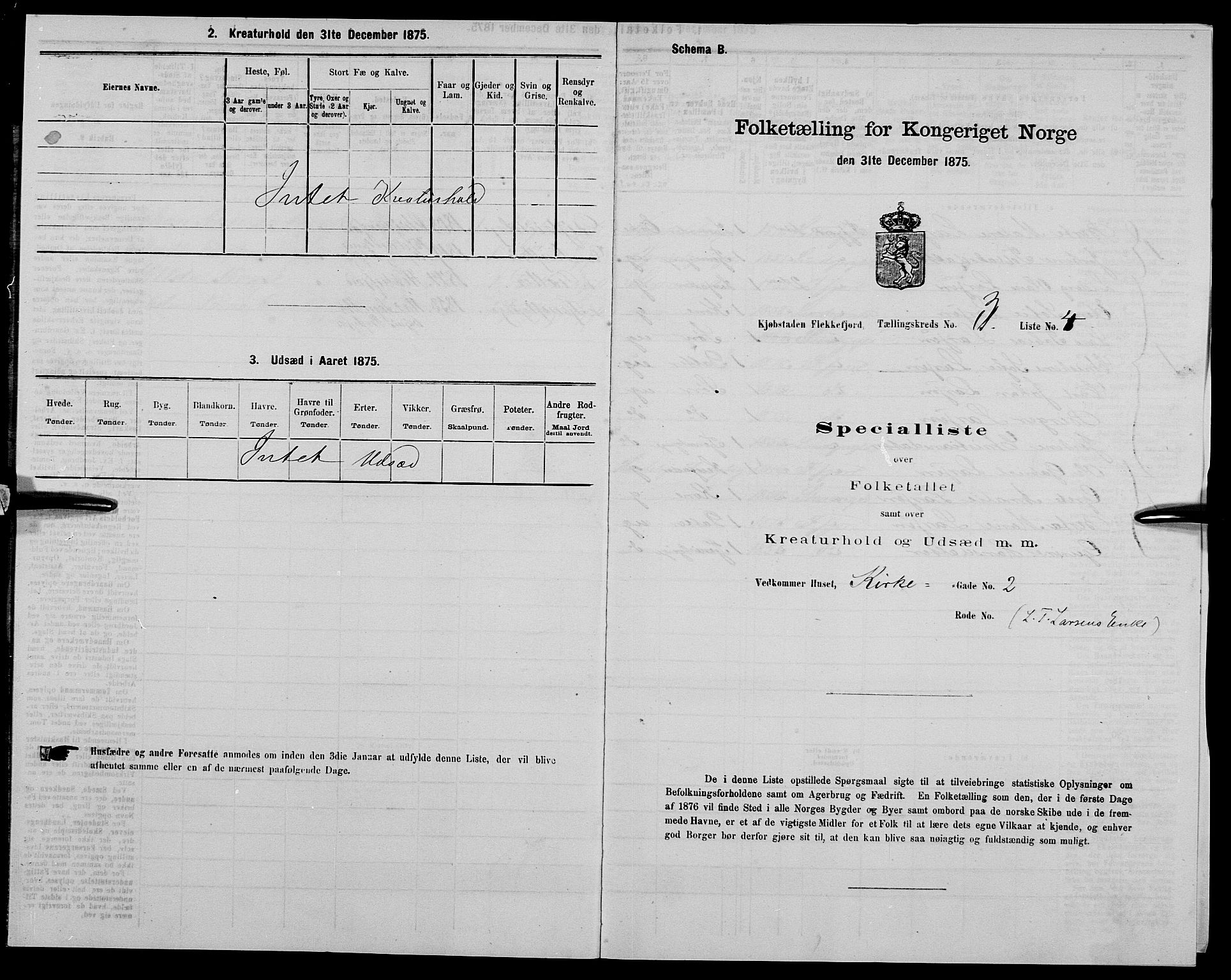 SAK, Folketelling 1875 for 1004B Flekkefjord prestegjeld, Flekkefjord kjøpstad, 1875, s. 399