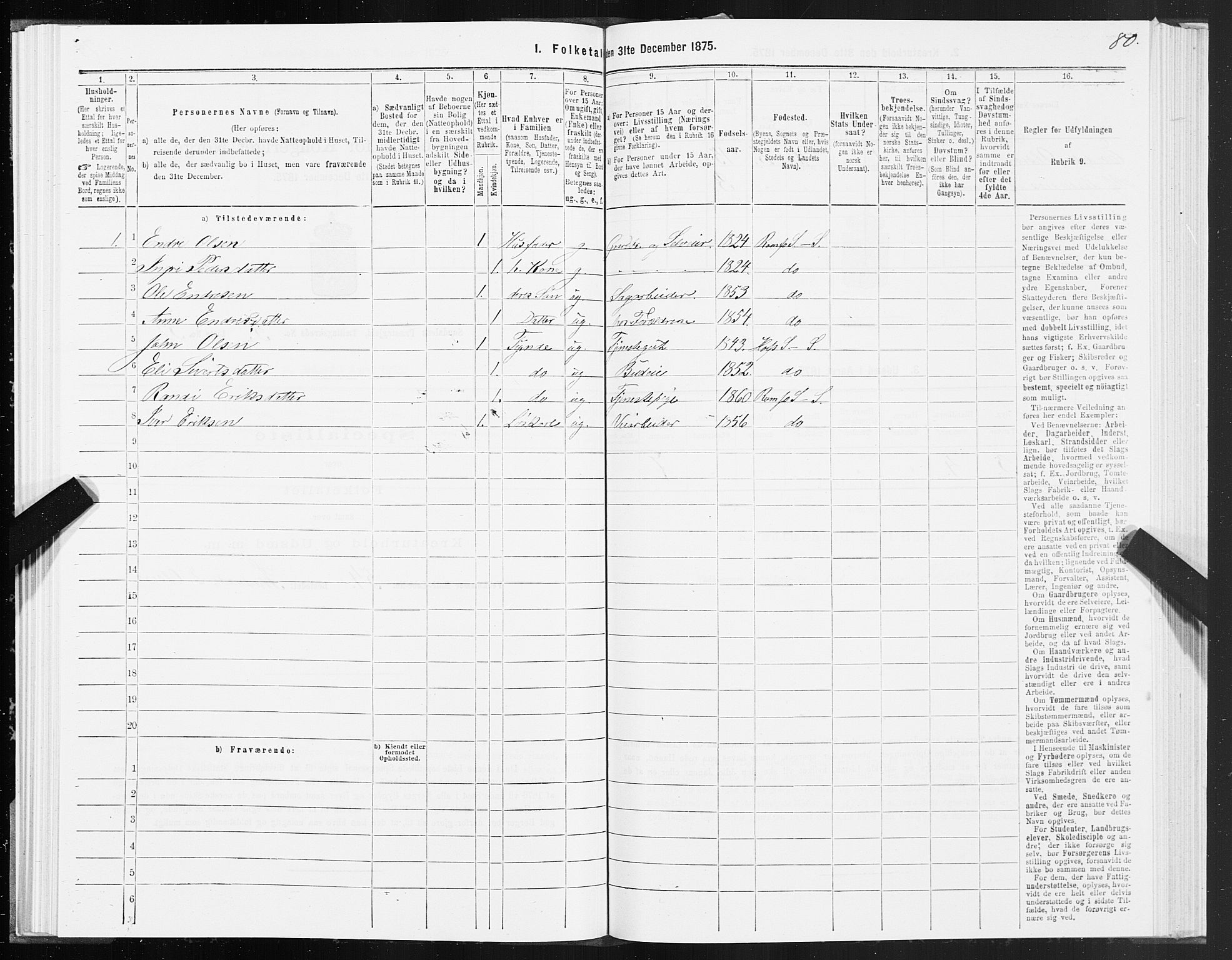 SAT, Folketelling 1875 for 1563P Sunndal prestegjeld, 1875, s. 2080