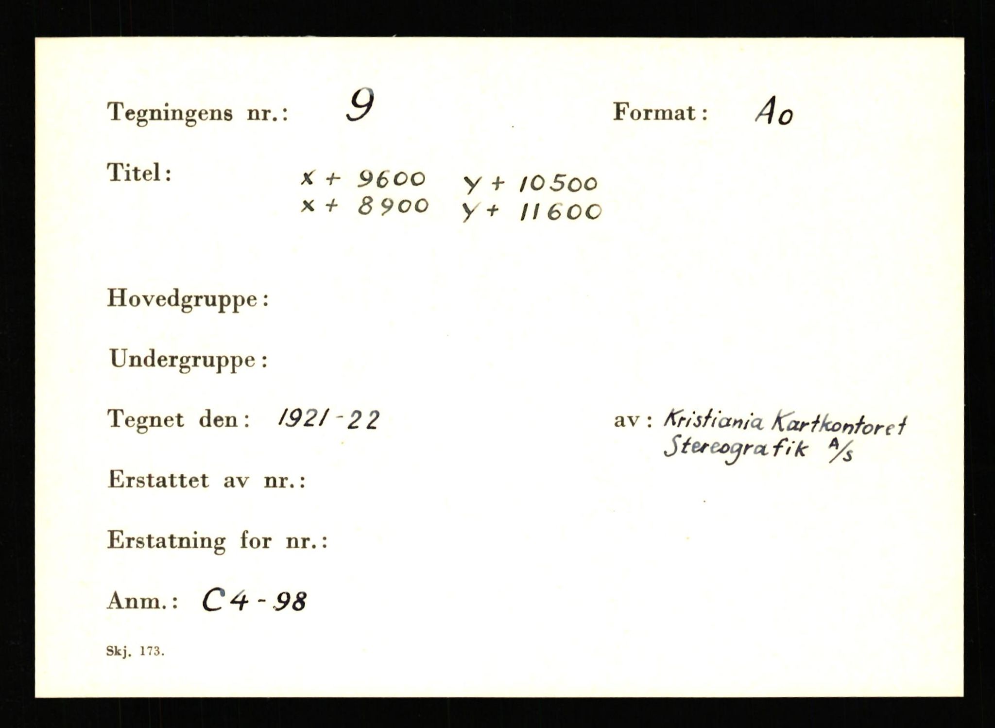 Kings Bay Kull Comp. A/S, AV/SATØ-P-0072/T/Ta/L0606: Kartotek over kart og tegninger, registrert etter nummer og etter emne, 1913-1974, s. 10