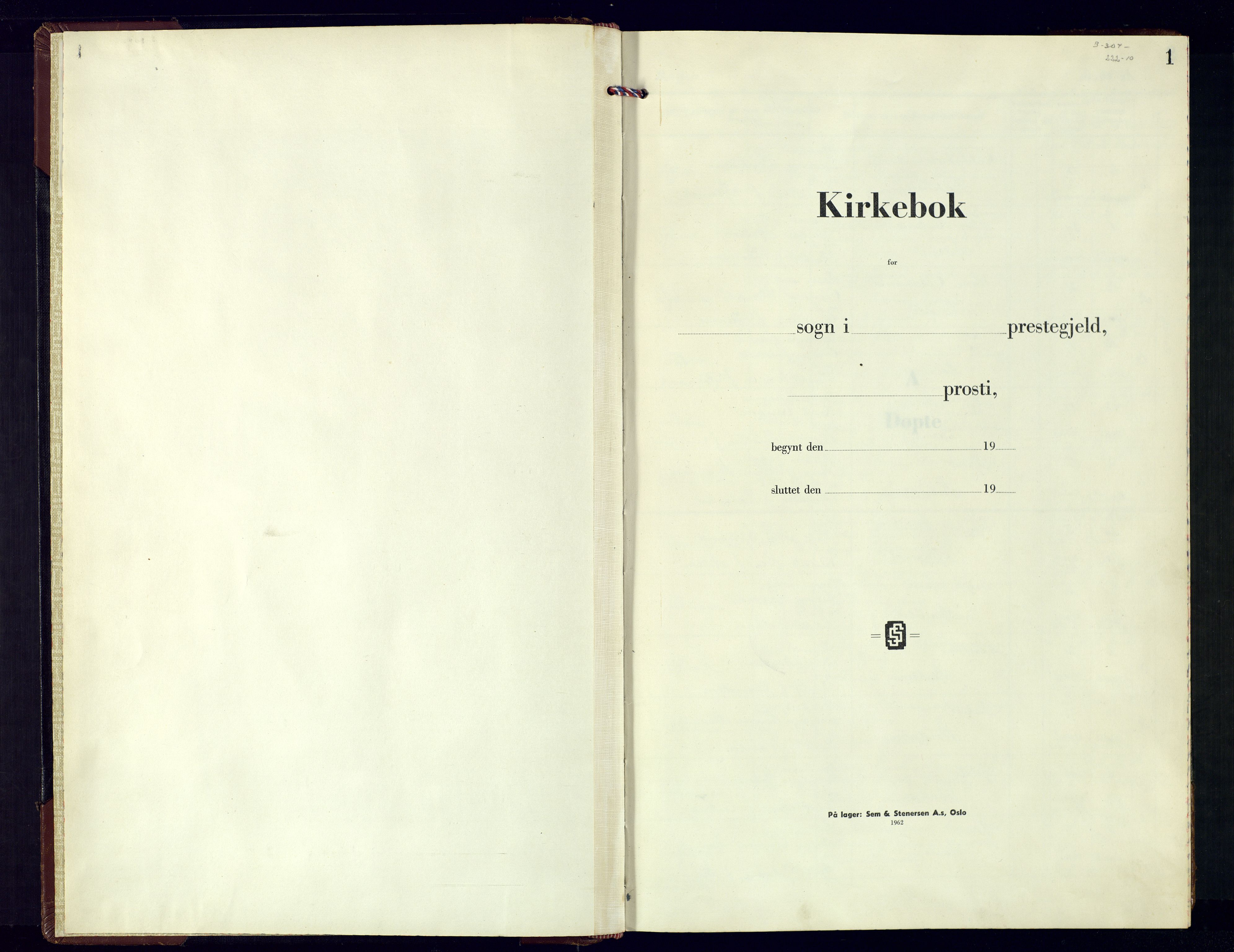 Tveit sokneprestkontor, SAK/1111-0043/F/Fb/L0007: Klokkerbok nr. B-7, 1962-1975, s. 1