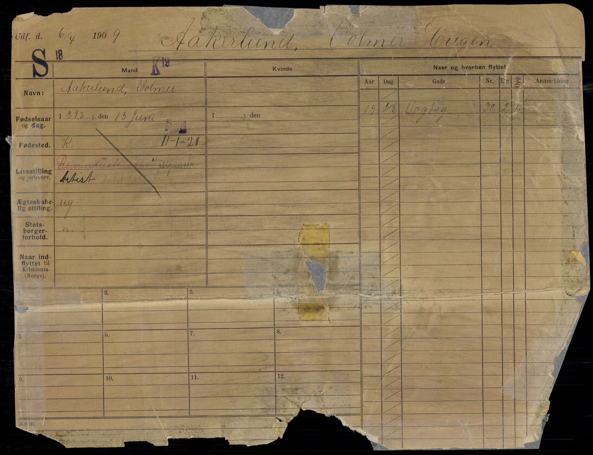 Oslo folkeregister, Registerkort, SAO/A-11715/G/Gb/L0033: Menn, 1921