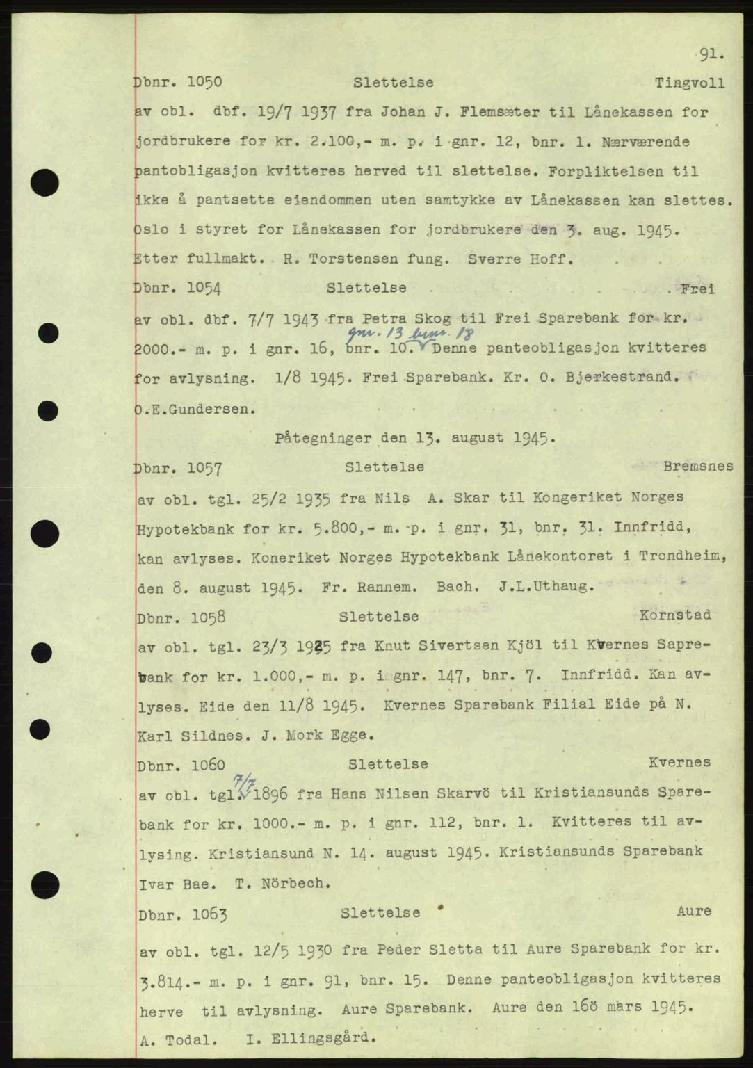 Nordmøre sorenskriveri, AV/SAT-A-4132/1/2/2Ca: Pantebok nr. C82a, 1945-1946, Dagboknr: 1050/1945