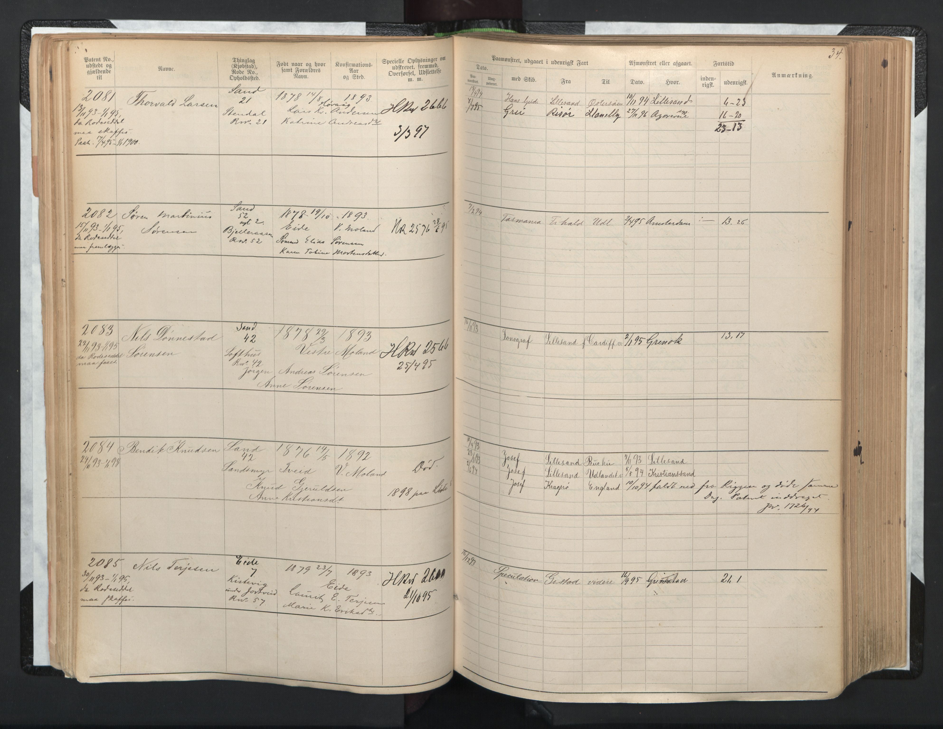 Lillesand mønstringskrets, AV/SAK-2031-0014/F/Fa/L0005: Annotasjonsrulle nr 1921-3502 med register, G-2, 1890-1948, s. 63