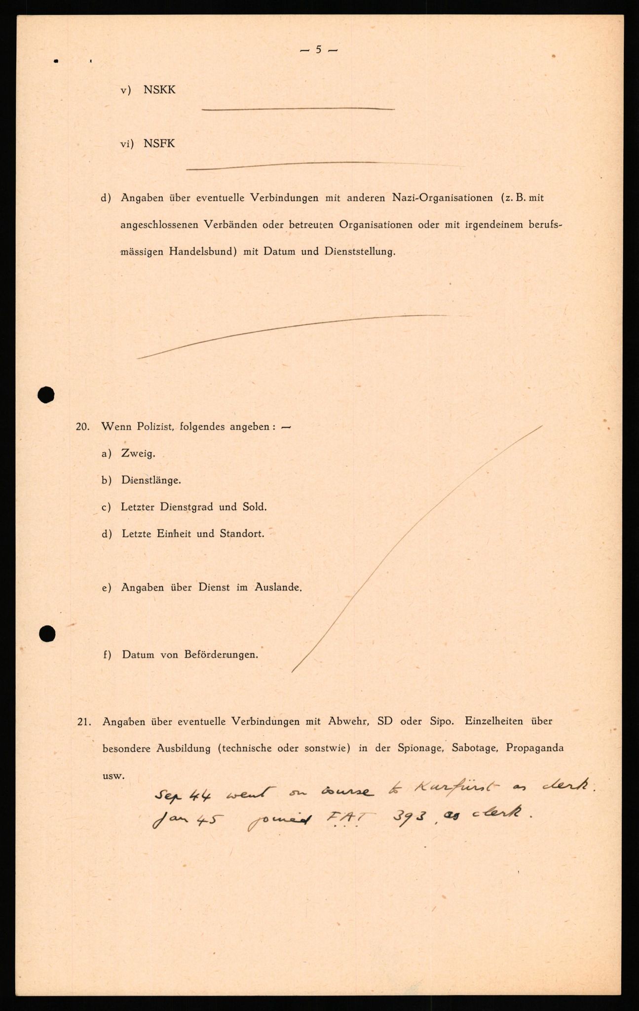 Forsvaret, Forsvarets overkommando II, AV/RA-RAFA-3915/D/Db/L0029: CI Questionaires. Tyske okkupasjonsstyrker i Norge. Tyskere., 1945-1946, s. 465