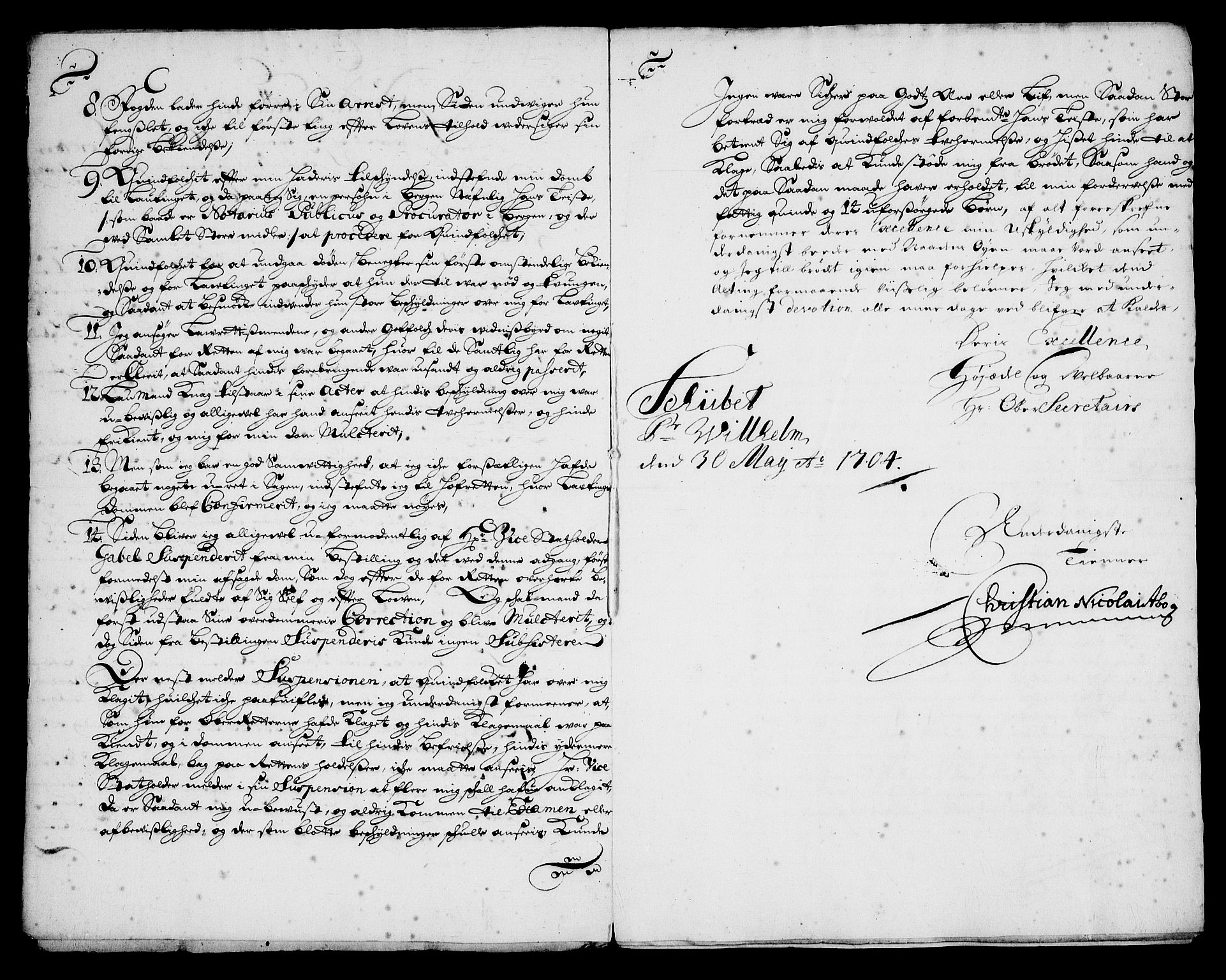 Danske Kanselli, Skapsaker, AV/RA-EA-4061/G/L0014: Tillegg til skapsakene, 1704, s. 7