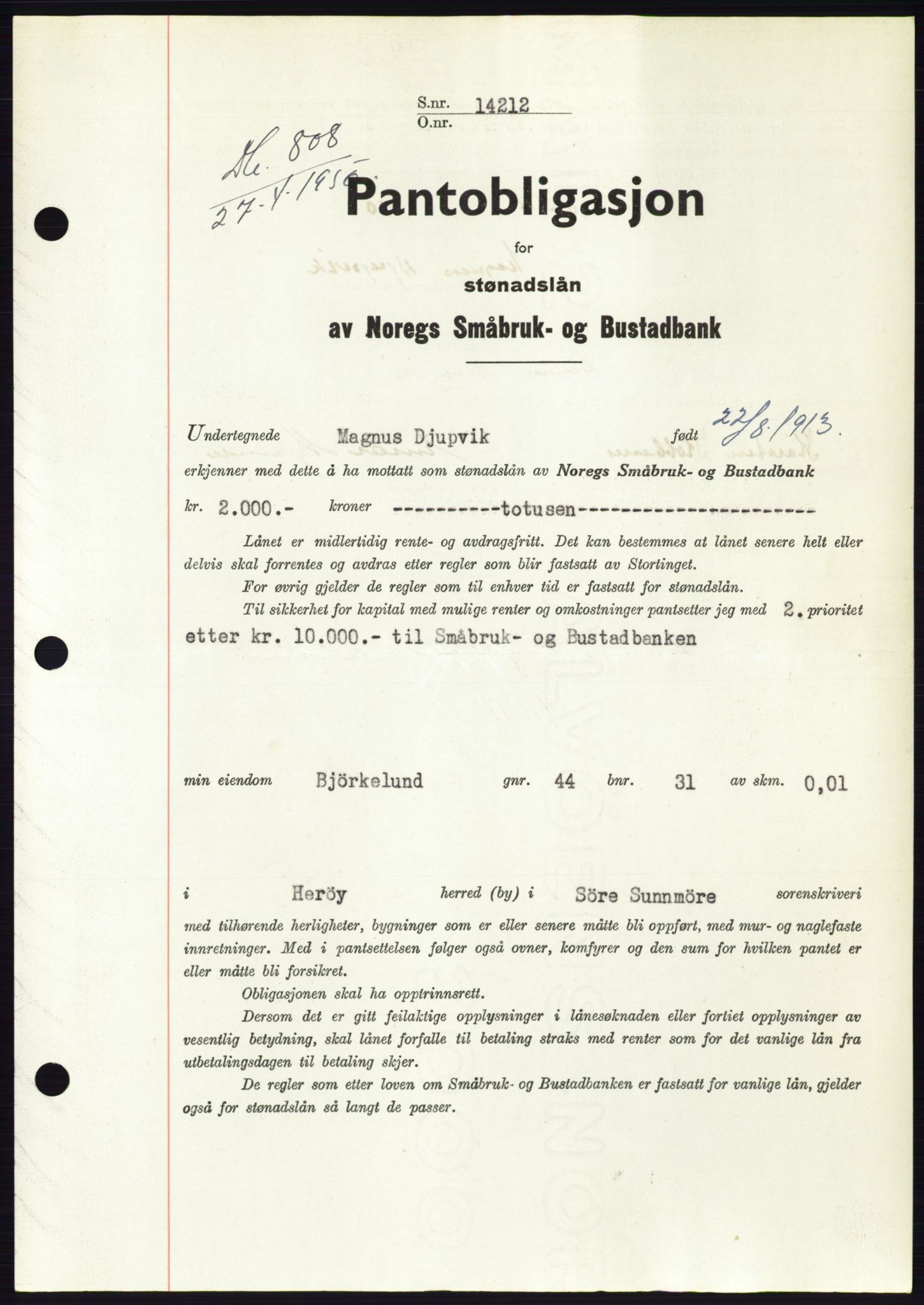 Søre Sunnmøre sorenskriveri, SAT/A-4122/1/2/2C/L0118: Pantebok nr. 6B, 1949-1950, Dagboknr: 808/1950