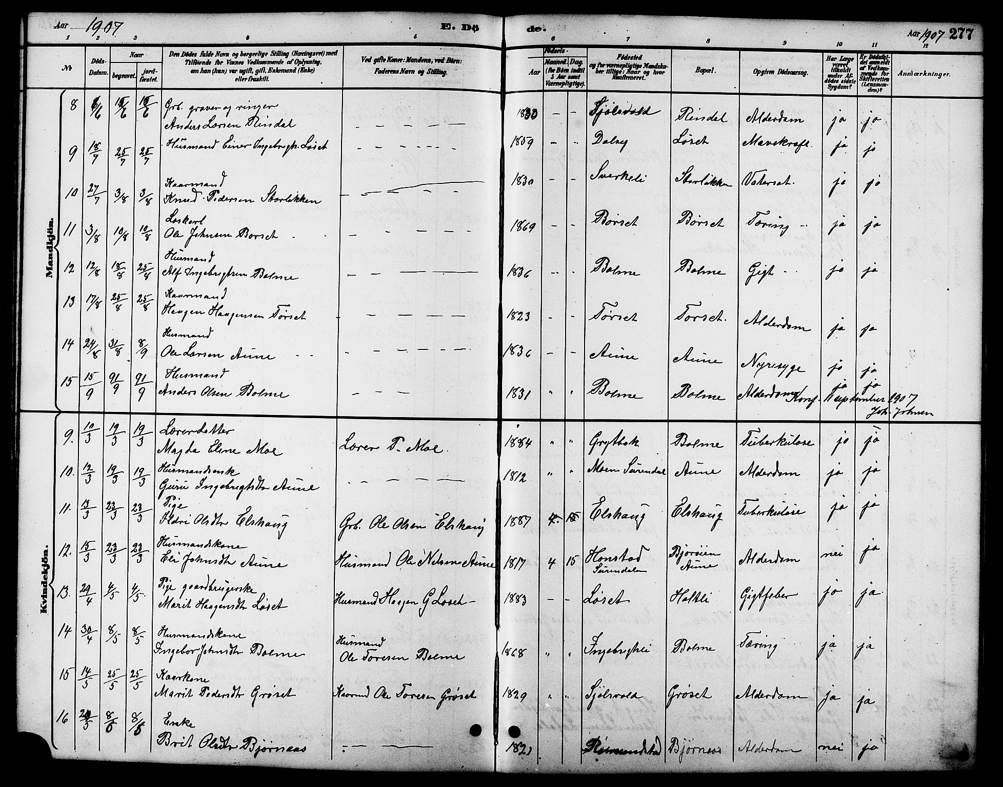 Ministerialprotokoller, klokkerbøker og fødselsregistre - Møre og Romsdal, SAT/A-1454/598/L1078: Klokkerbok nr. 598C03, 1892-1909, s. 277