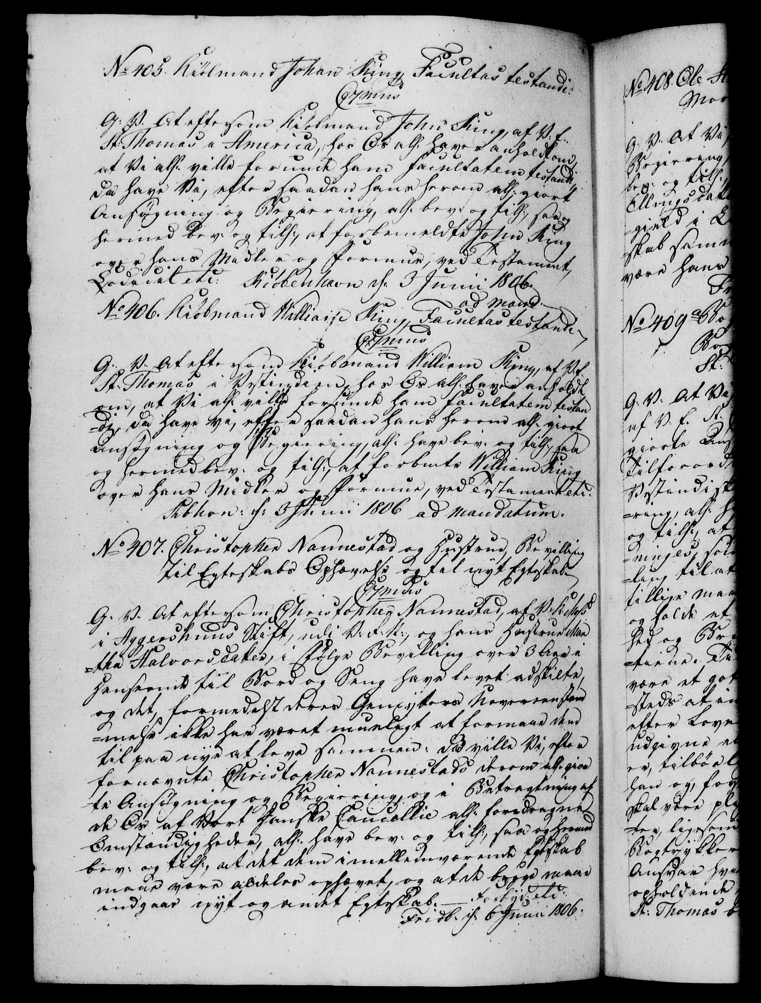 Danske Kanselli 1800-1814, RA/EA-3024/H/Hf/Hfb/Hfba/L0003: Registranter, 1805-1807, s. 208b