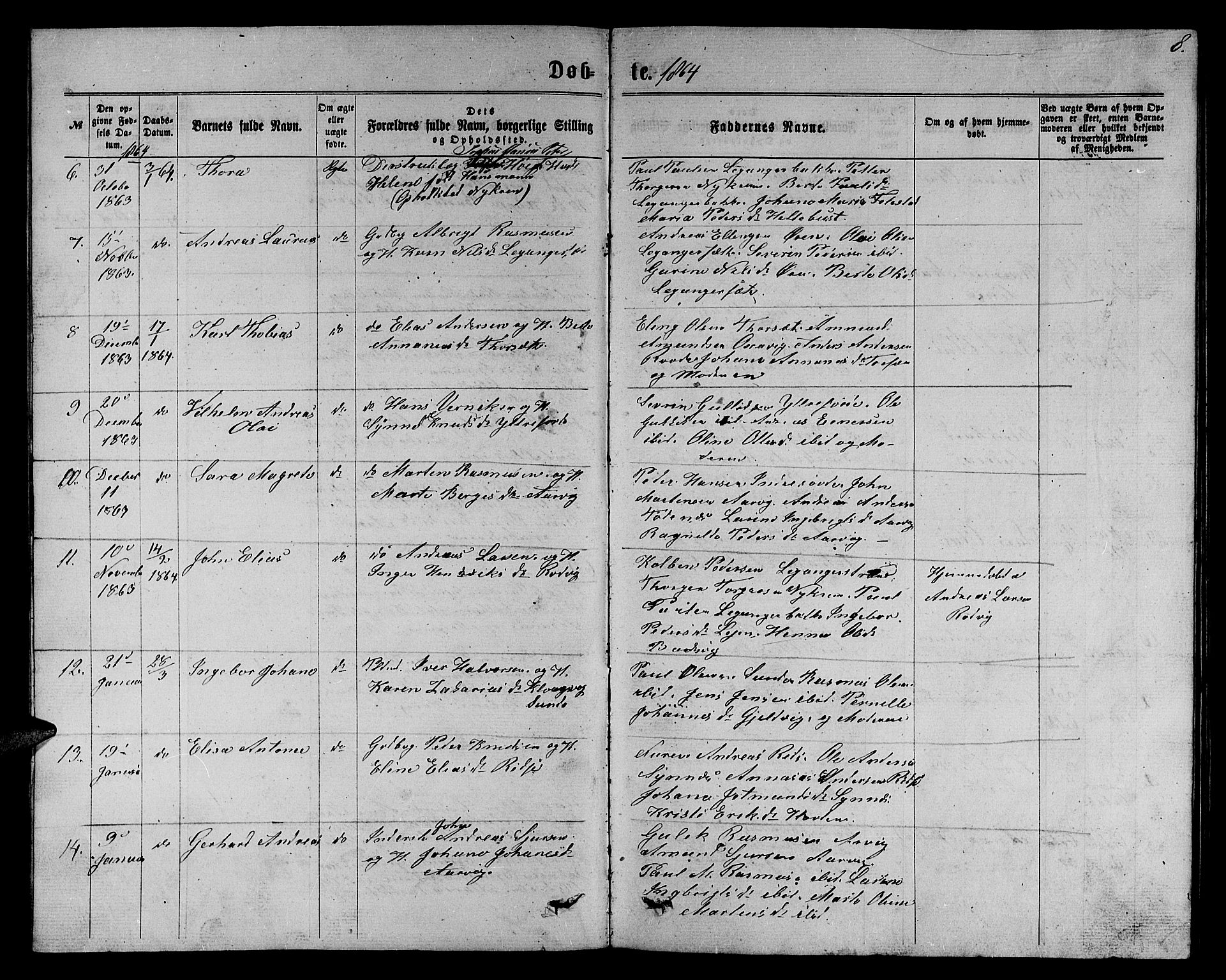 Ministerialprotokoller, klokkerbøker og fødselsregistre - Møre og Romsdal, SAT/A-1454/504/L0059: Klokkerbok nr. 504C01, 1863-1883, s. 8