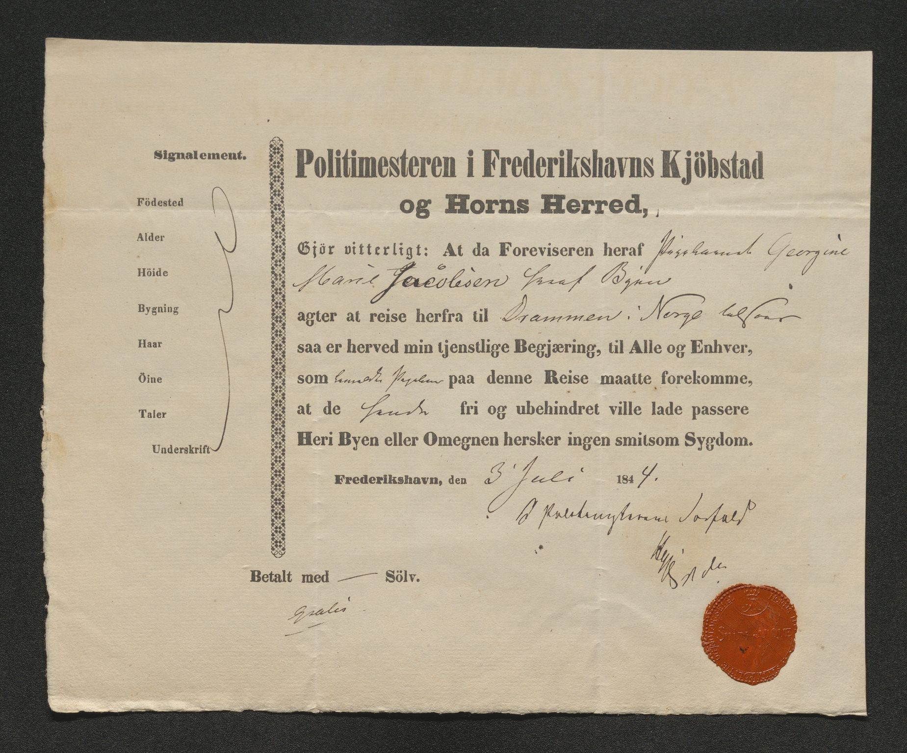 Drammen politikammer, SAKO/A-623/I/Ia/Iab/L0007: Innleverte pass, 1843-1844, s. 591
