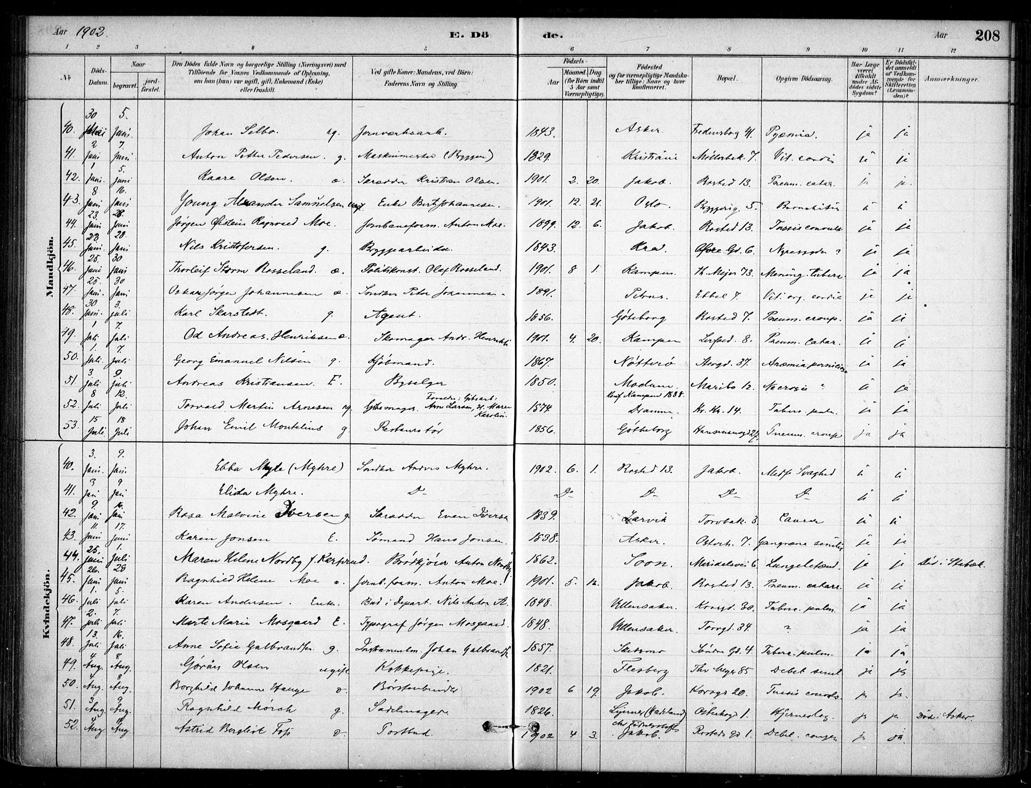 Jakob prestekontor Kirkebøker, AV/SAO-A-10850/F/Fa/L0007: Ministerialbok nr. 7, 1880-1905, s. 208
