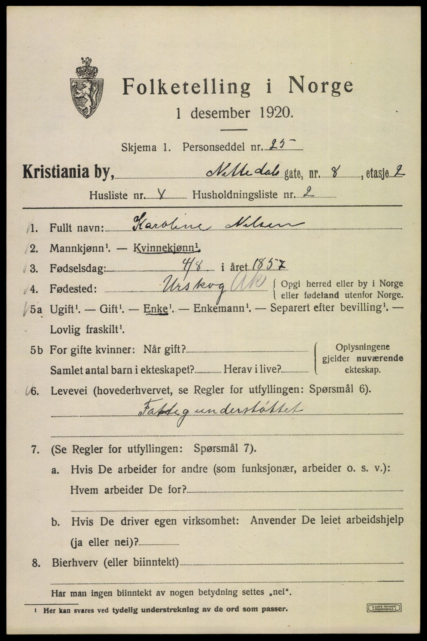 SAO, Folketelling 1920 for 0301 Kristiania kjøpstad, 1920, s. 417619