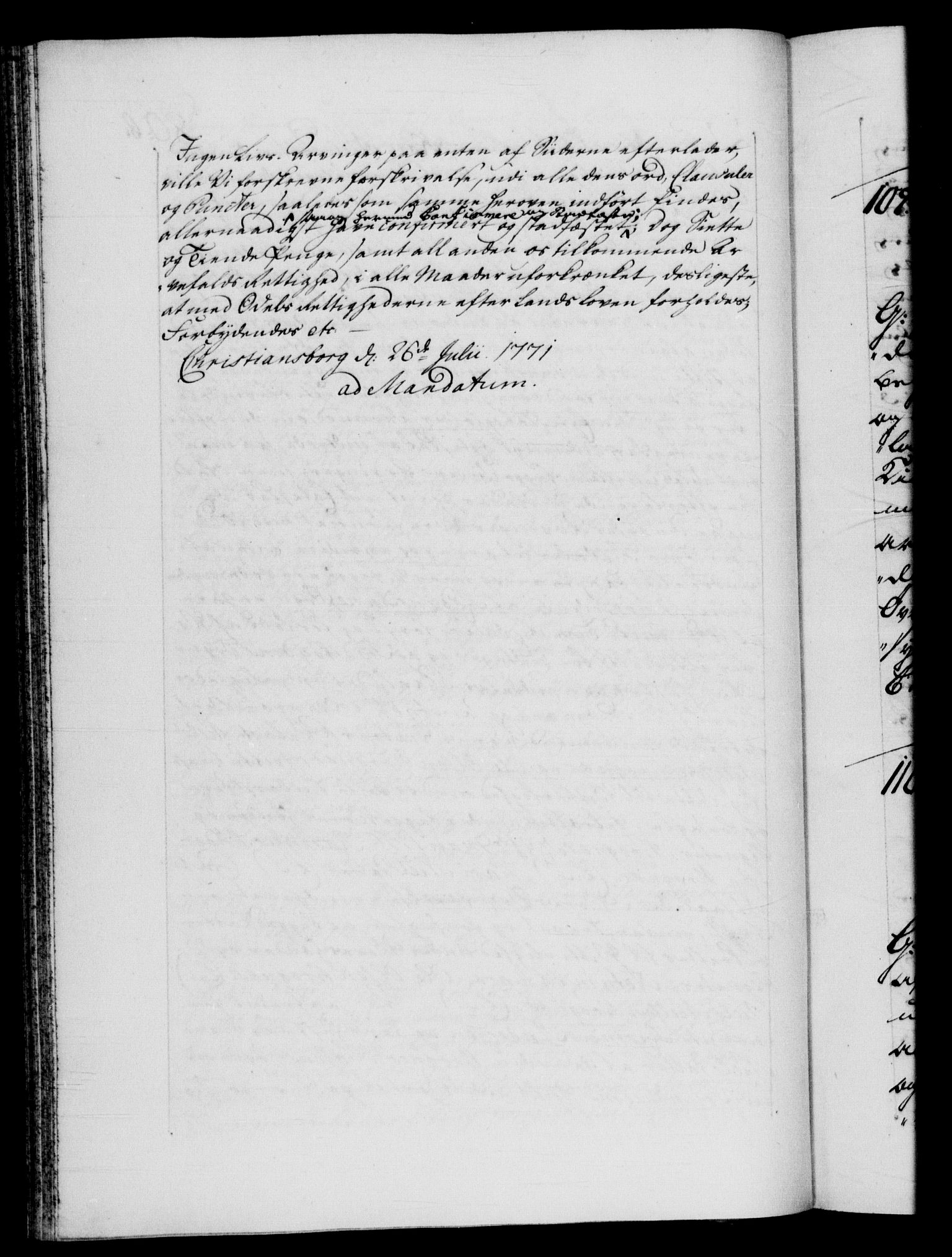 Danske Kanselli 1572-1799, RA/EA-3023/F/Fc/Fca/Fcaa/L0045: Norske registre "Norske eller 3. dept.s åpne brev, 1771-1773, s. 80b
