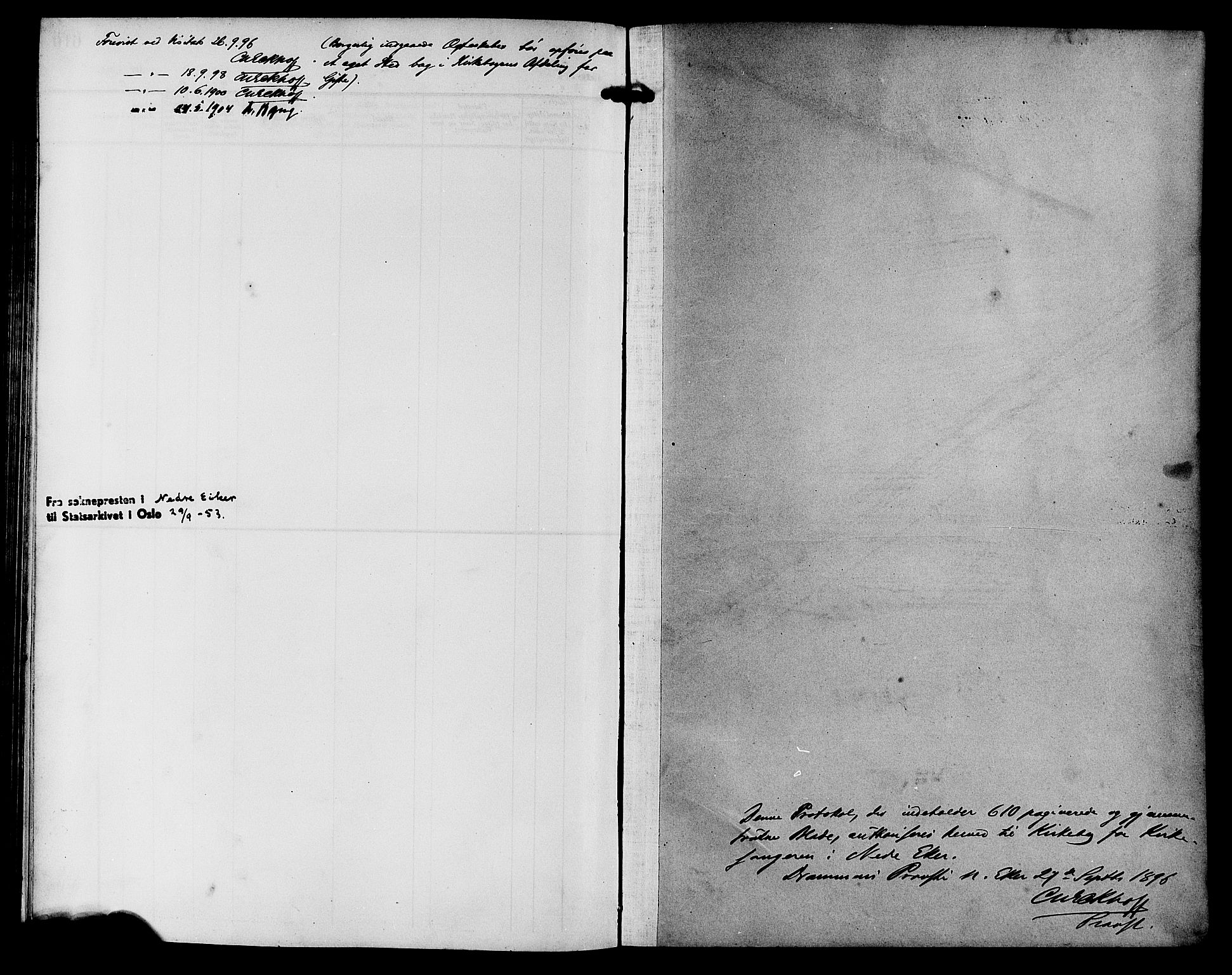 Nedre Eiker kirkebøker, AV/SAKO-A-612/G/Ga/L0003: Klokkerbok nr. 3, 1896-1905