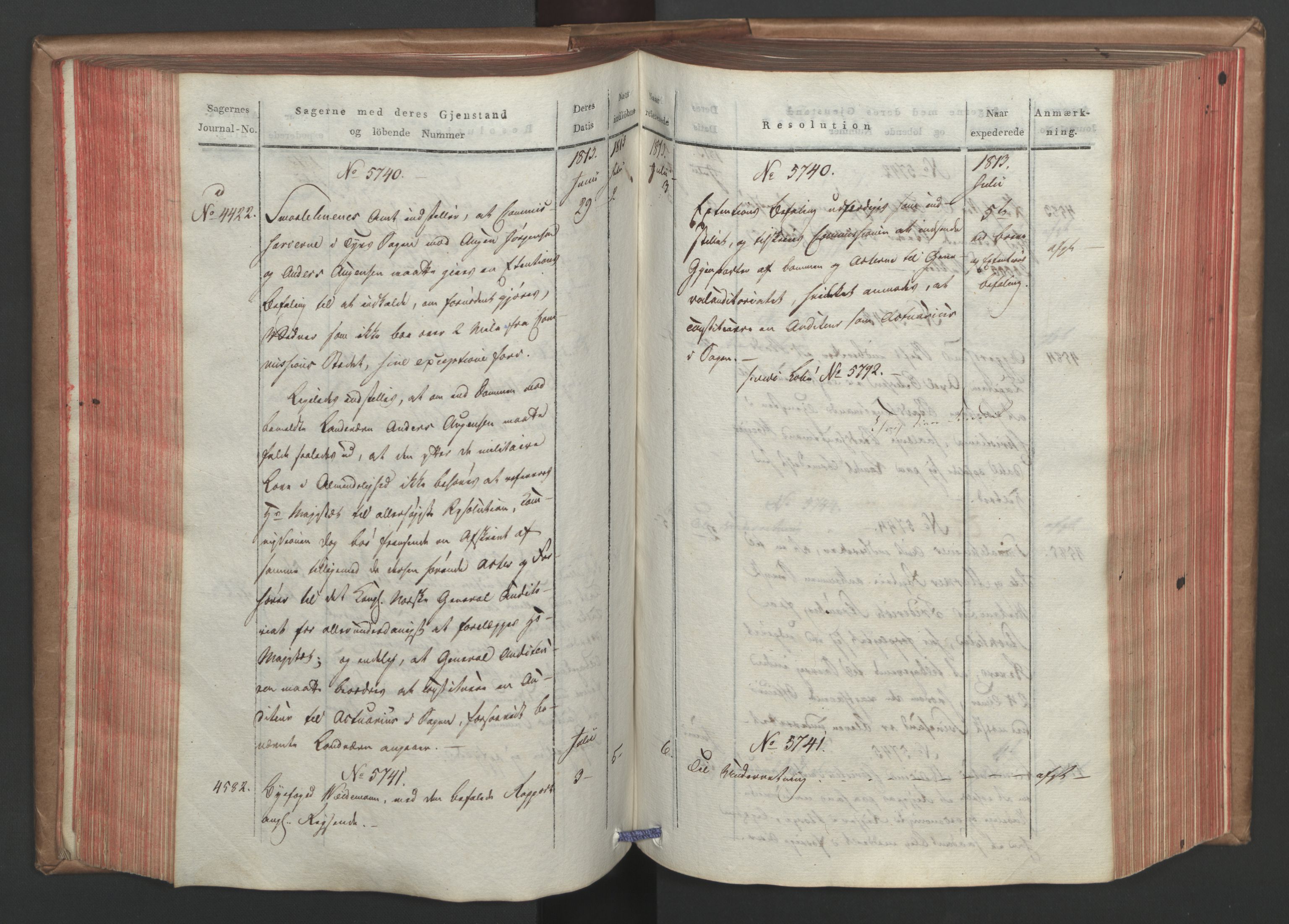 Stattholderembetet 1810-1814, 1. kontor (Kontor A), AV/RA-EA-2872/Ab/L0006: Referatprotokoll,  j.nr. 4244-5022,  l.nr. 5322-6289, 1813, s. 124