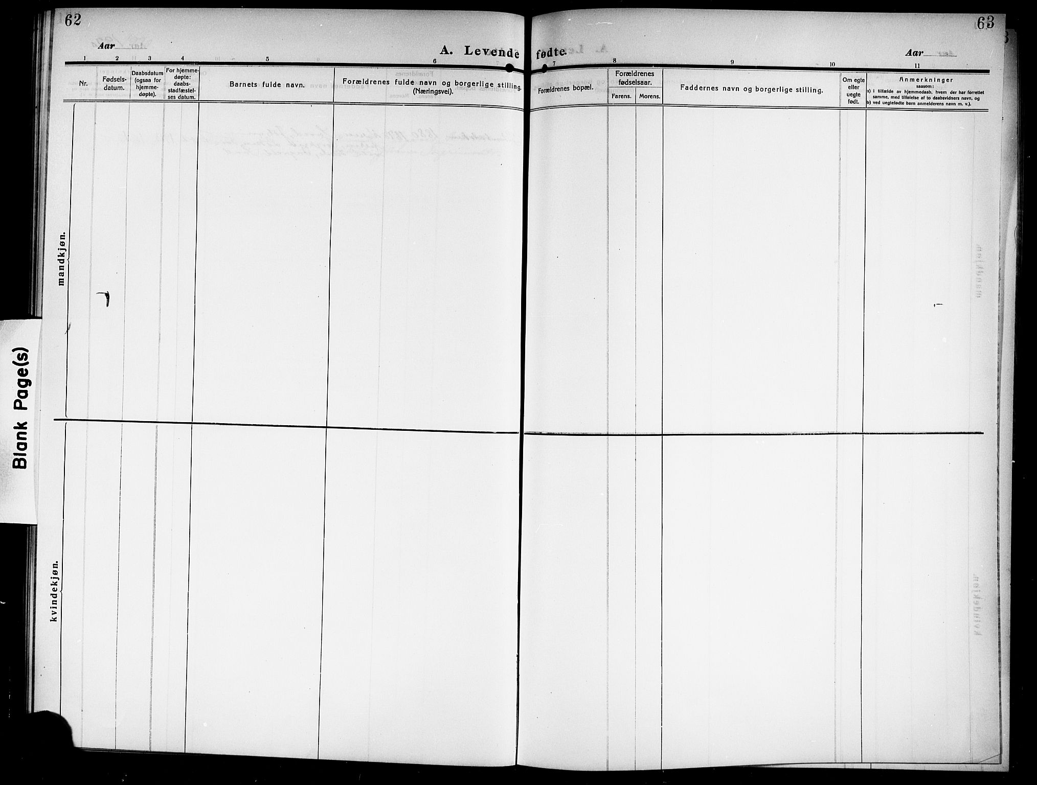 Ådal kirkebøker, AV/SAKO-A-248/G/Gb/L0002: Klokkerbok nr. II 2, 1909-1920, s. 62-63