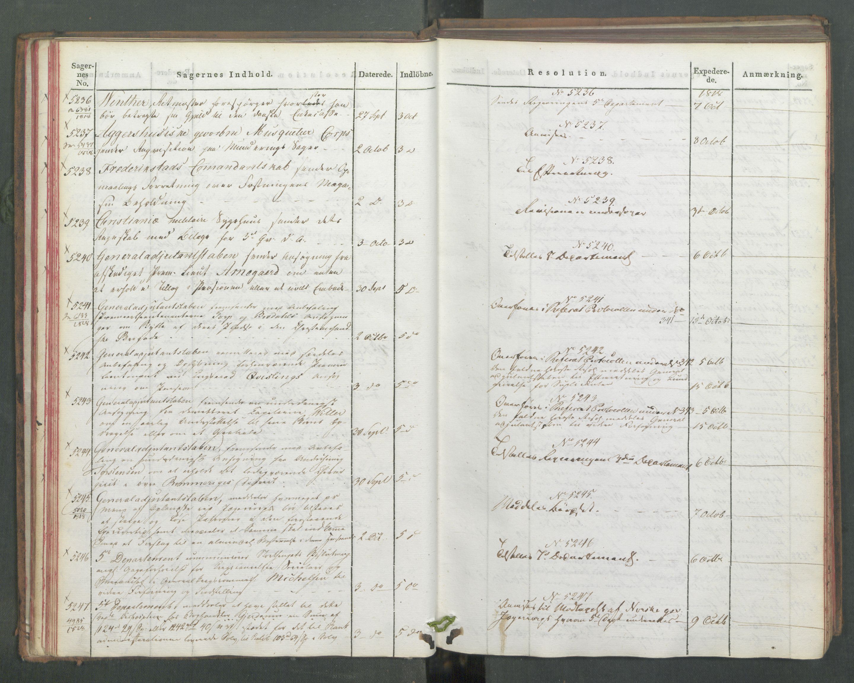 Armédepartementet, AV/RA-RAFA-3493/C/Ca/L0016: 6. Departements Journal, 1818