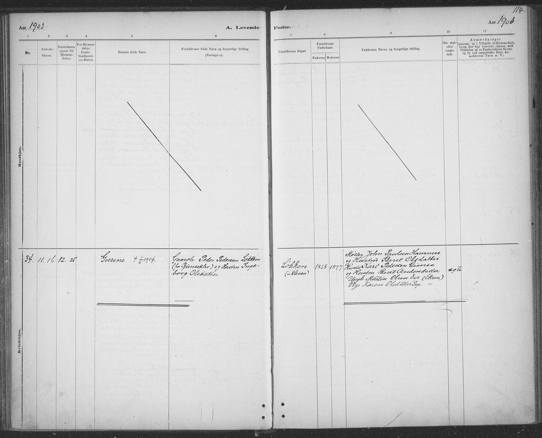 Ministerialprotokoller, klokkerbøker og fødselsregistre - Sør-Trøndelag, SAT/A-1456/691/L1085: Ministerialbok nr. 691A17, 1887-1908, s. 114