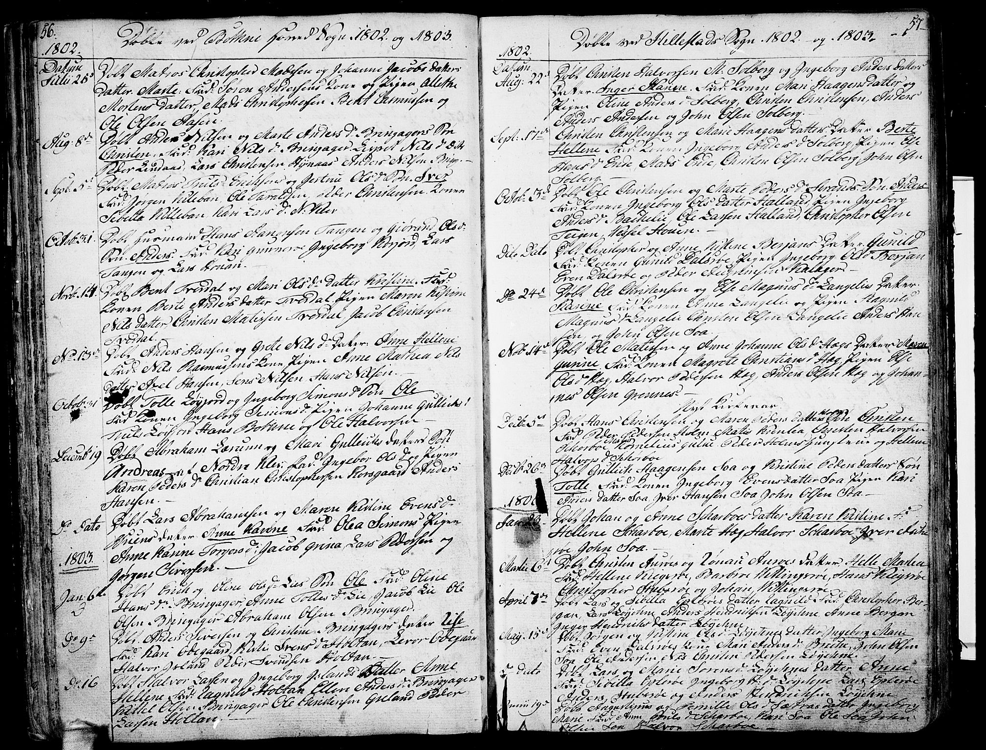 Botne kirkebøker, AV/SAKO-A-340/F/Fa/L0003: Ministerialbok nr. I 3 /1, 1792-1844, s. 56-57