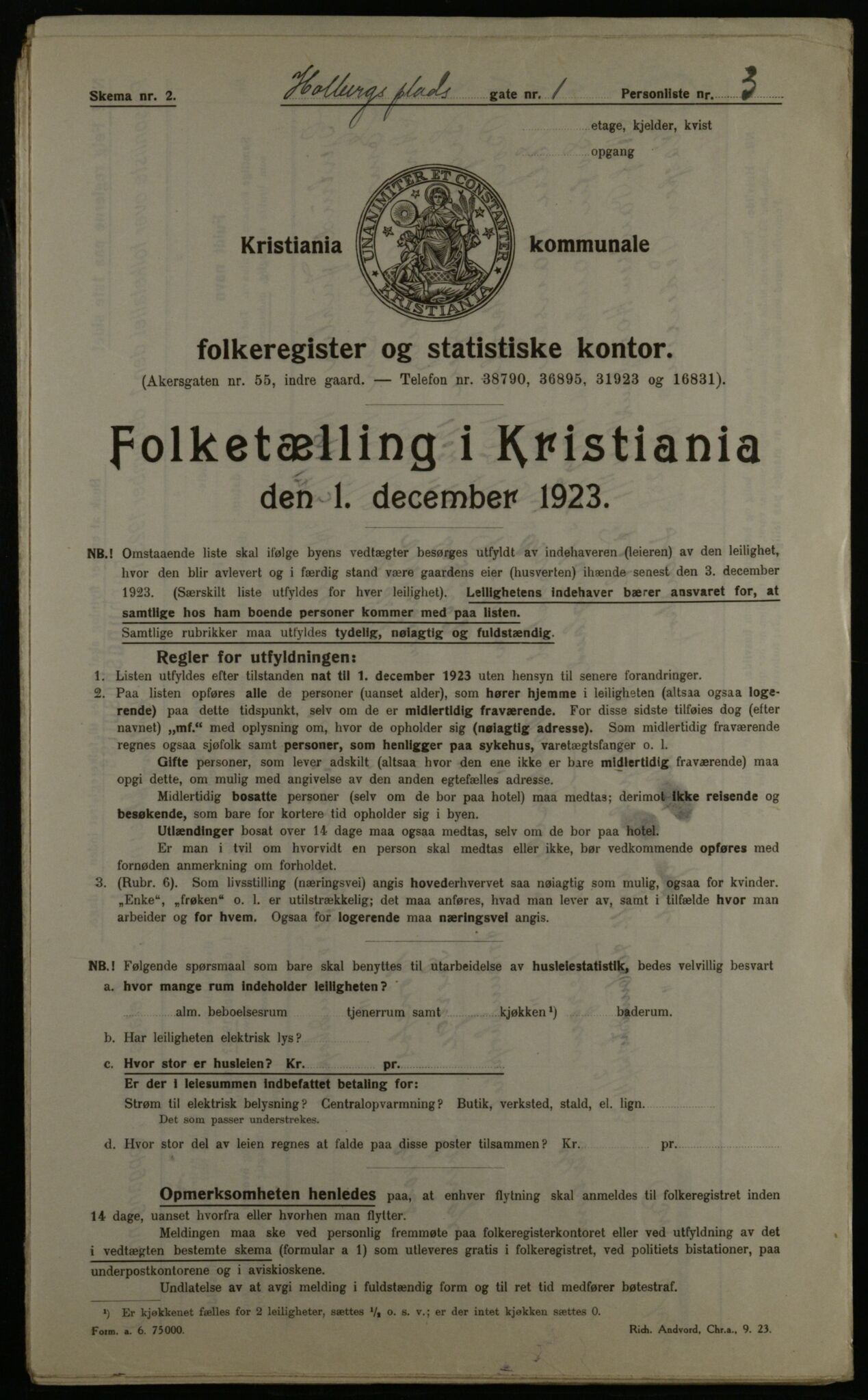 OBA, Kommunal folketelling 1.12.1923 for Kristiania, 1923, s. 45364